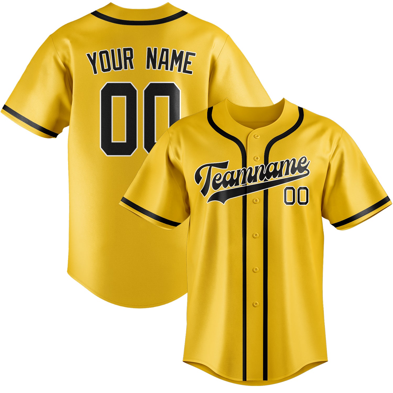 Custom Gold Black Baseball Jersey