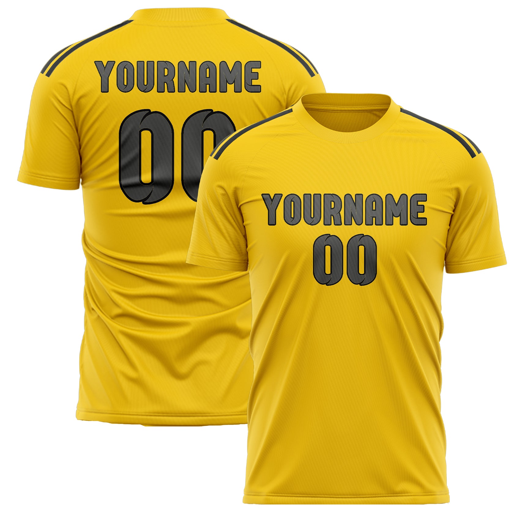 Custom Gold Dark Grey Soccer Jersey