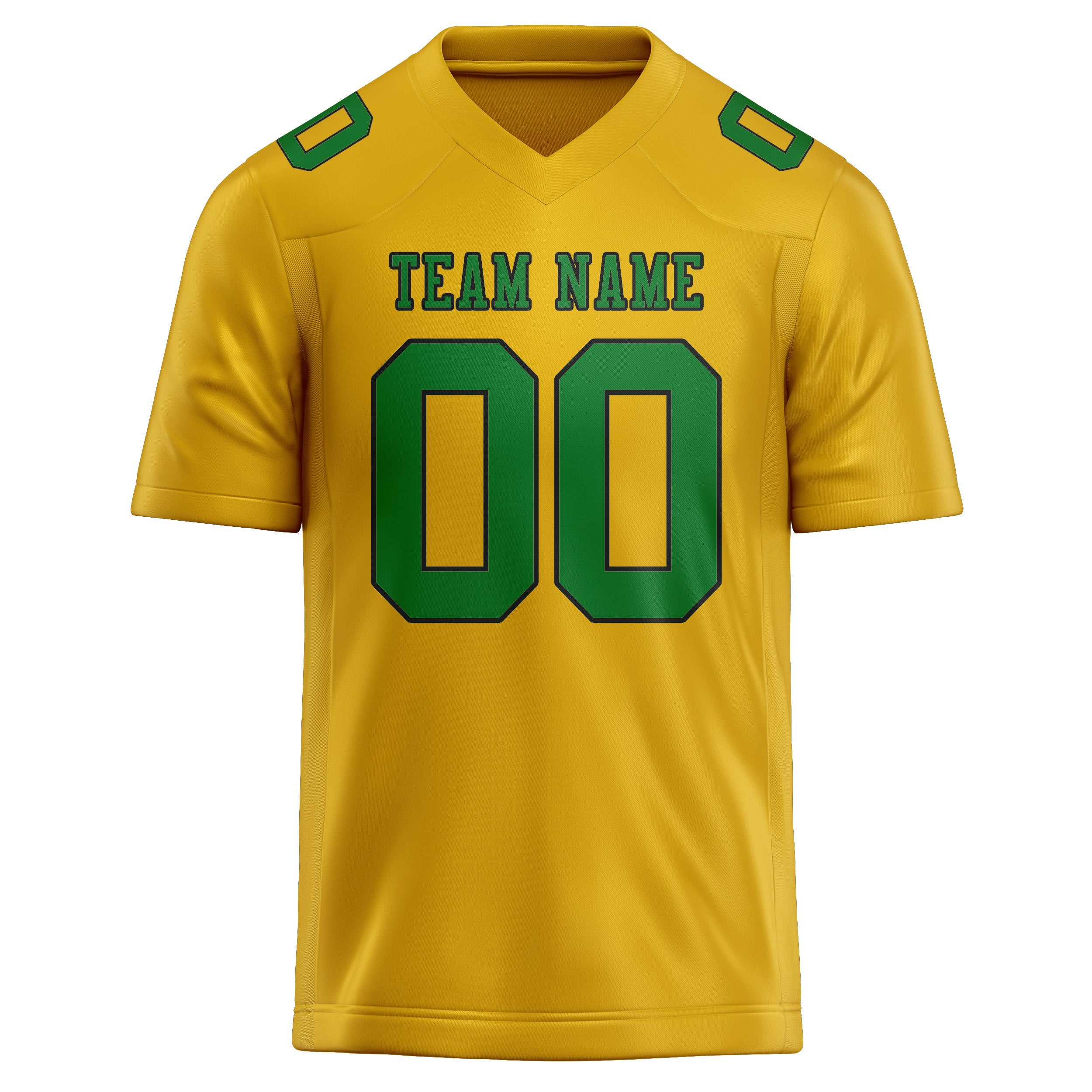Custom Gold Emerald Green Football Jersey