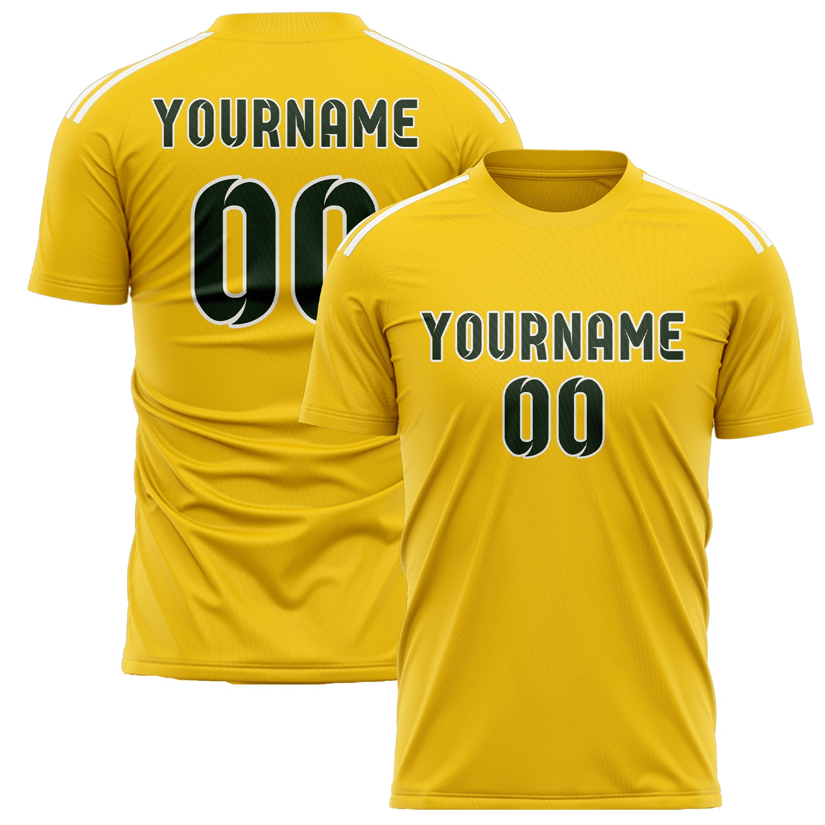Custom Gold Dark Green Soccer Jersey