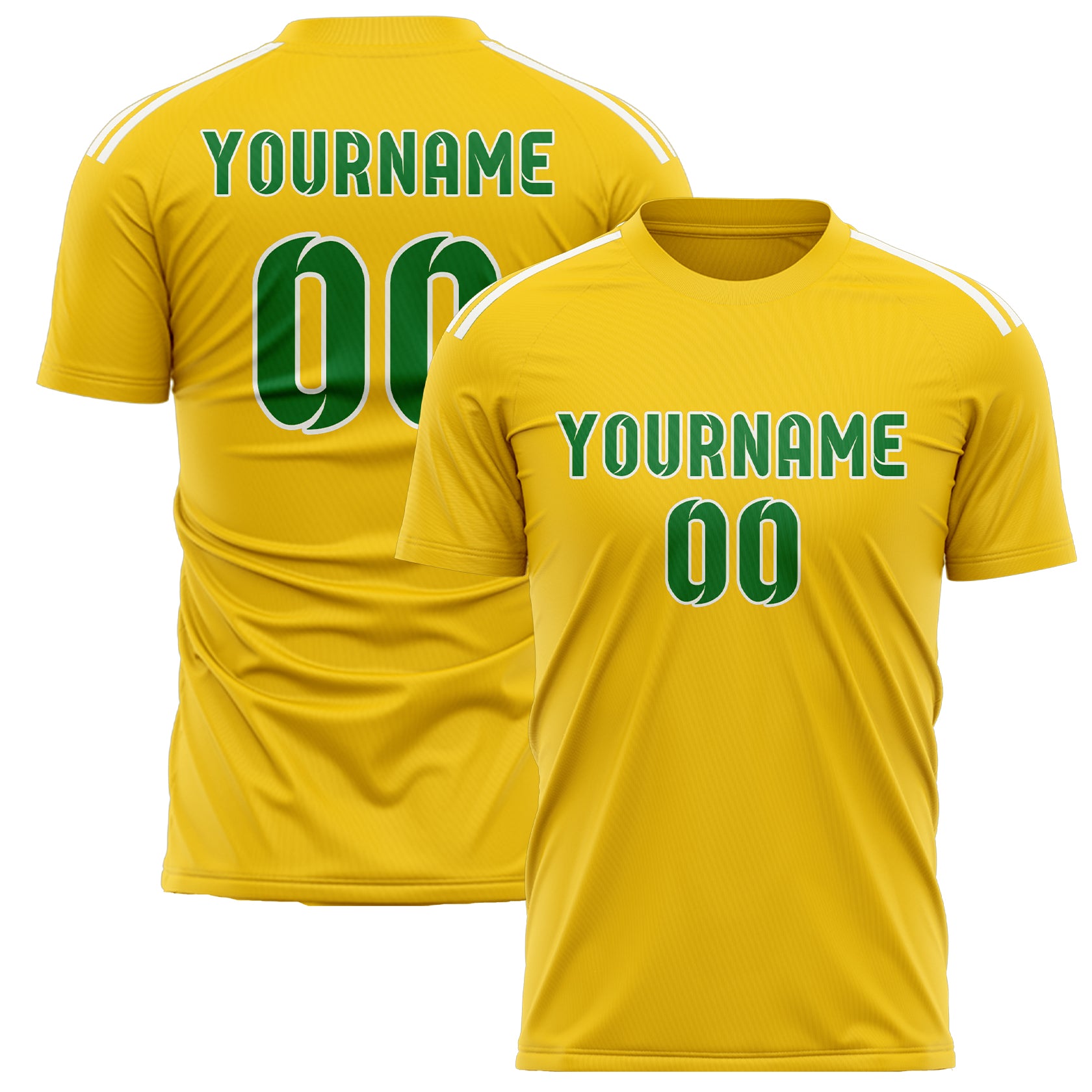 Custom Gold Emerald Green Soccer Jersey