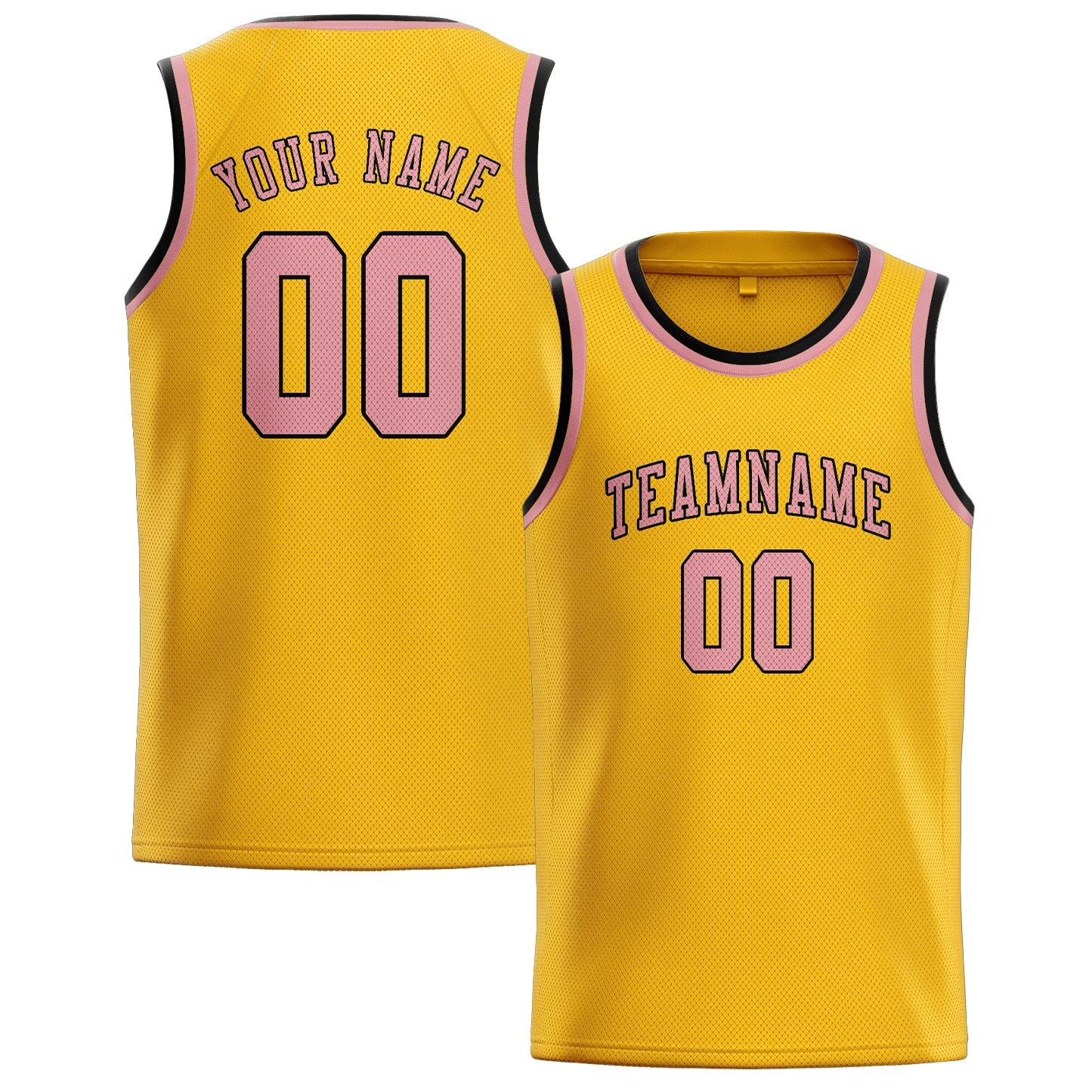 Custom Gold Light Pink Basketball Jersey