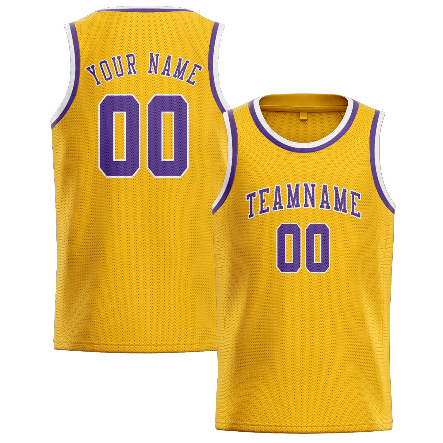 Custom Gold Light Purple Basketball Jersey