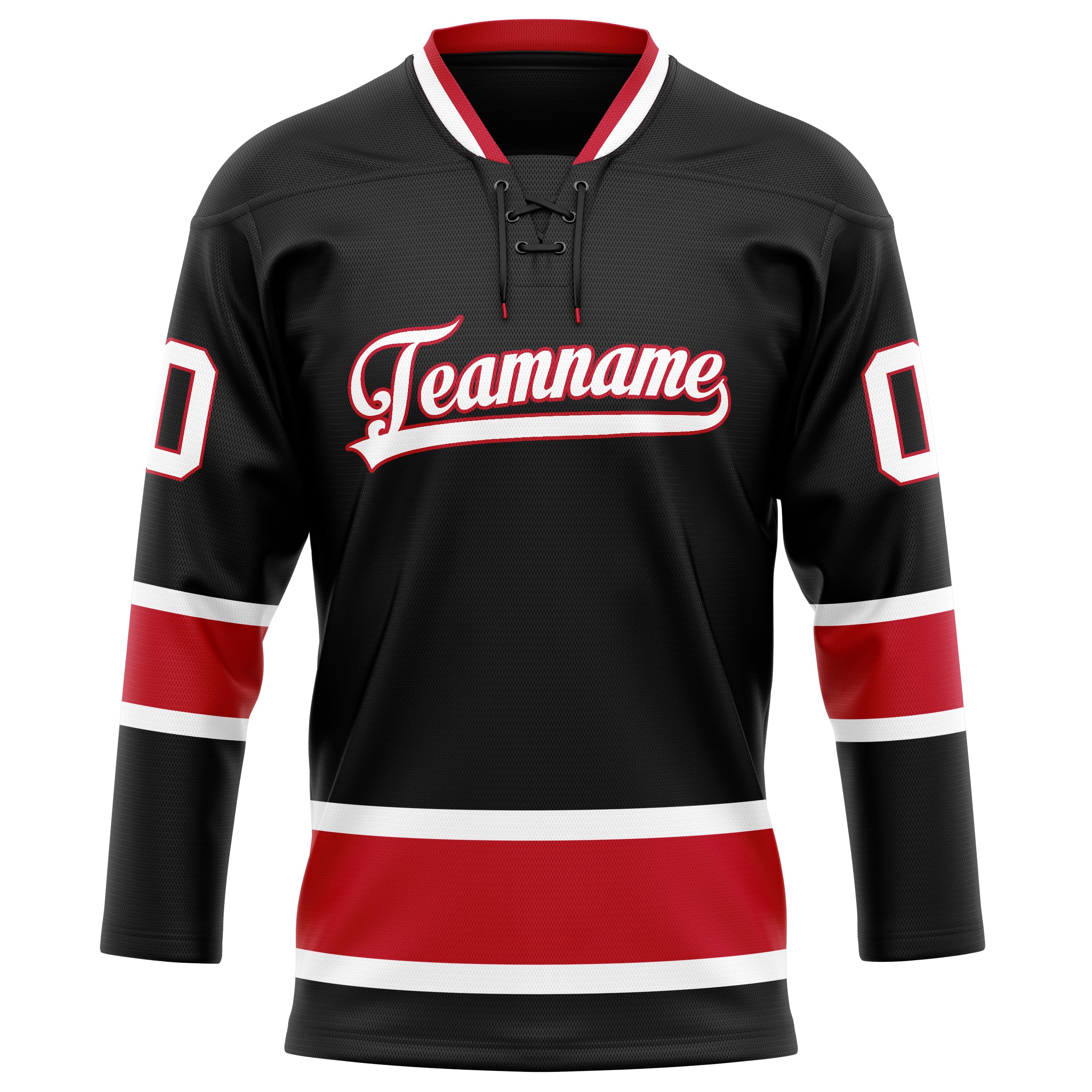 Custom Black Red Solid Colour Hockey Jersey