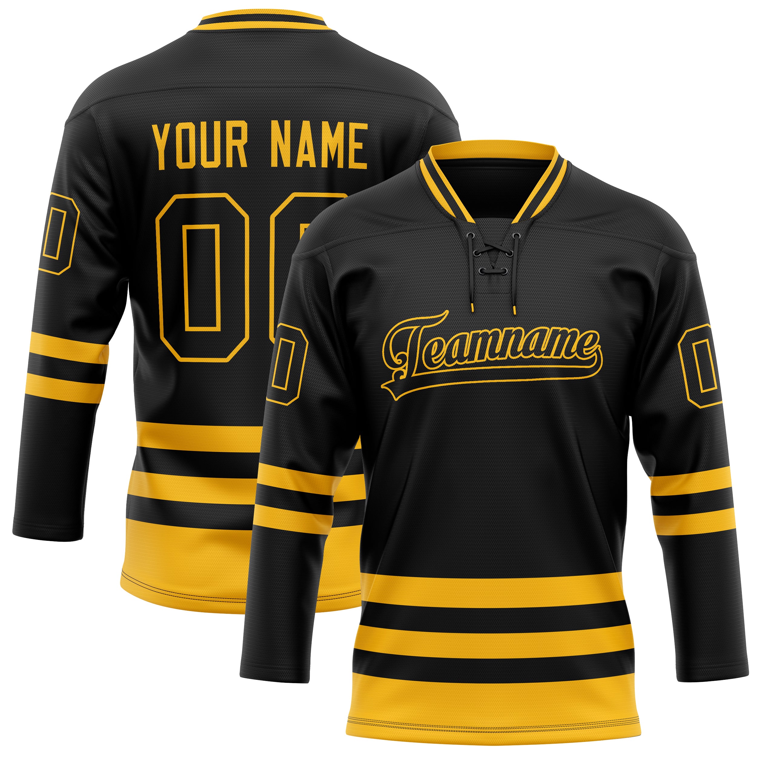 Custom Black Gold Solid Colour Hockey Jersey