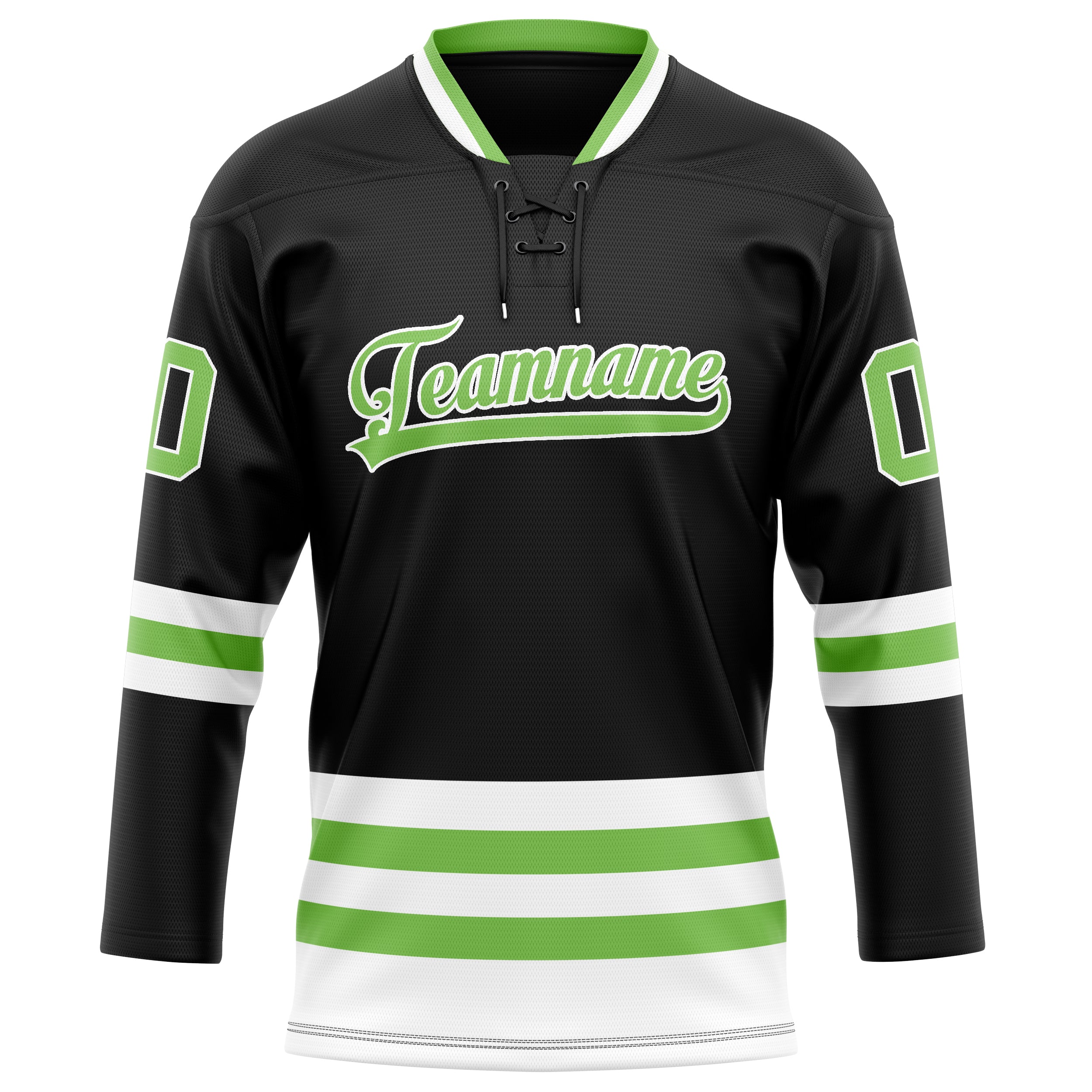 Custom Black Neon Green Solid Colour Hockey Jersey