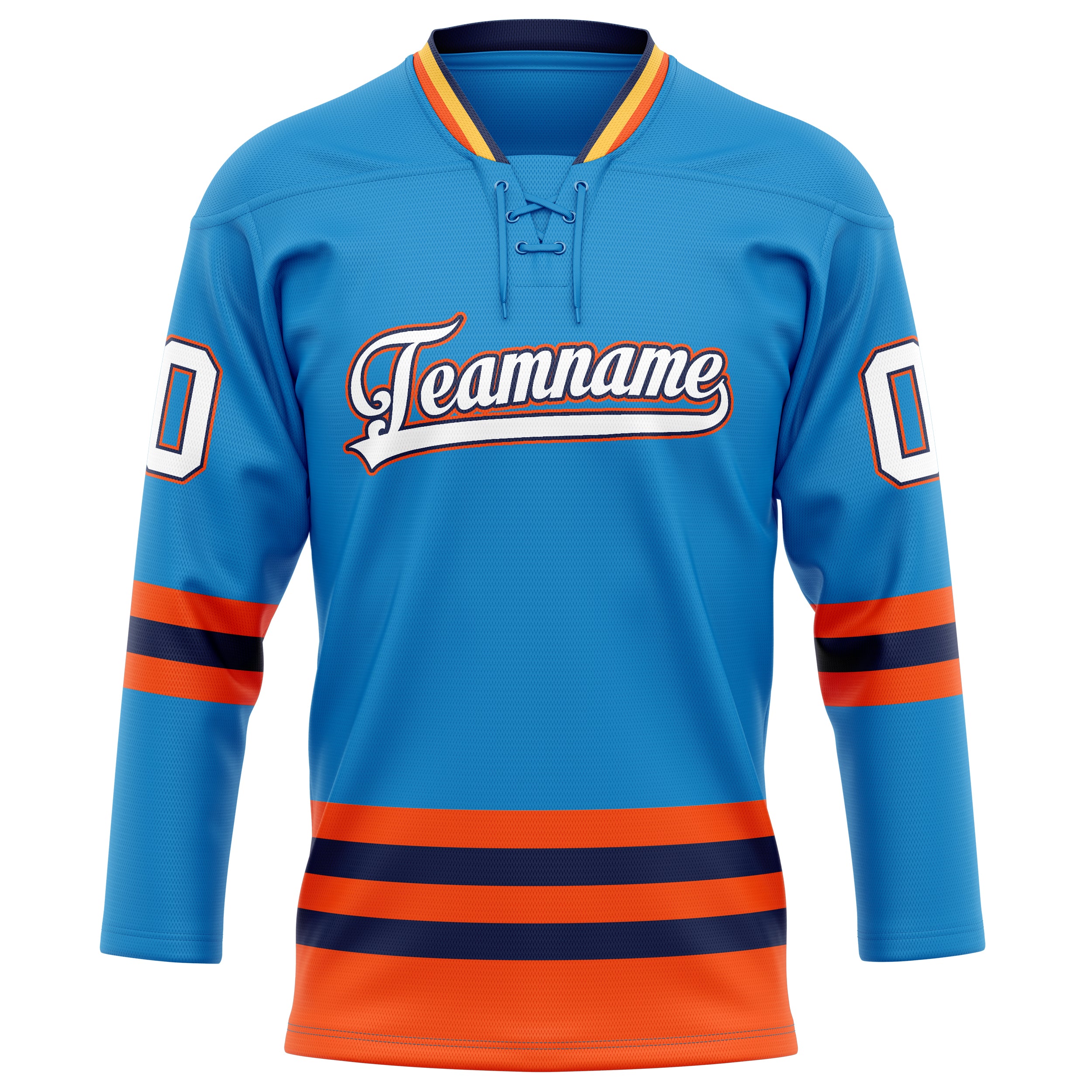 Custom Blue Orange Solid Colour Hockey Jersey