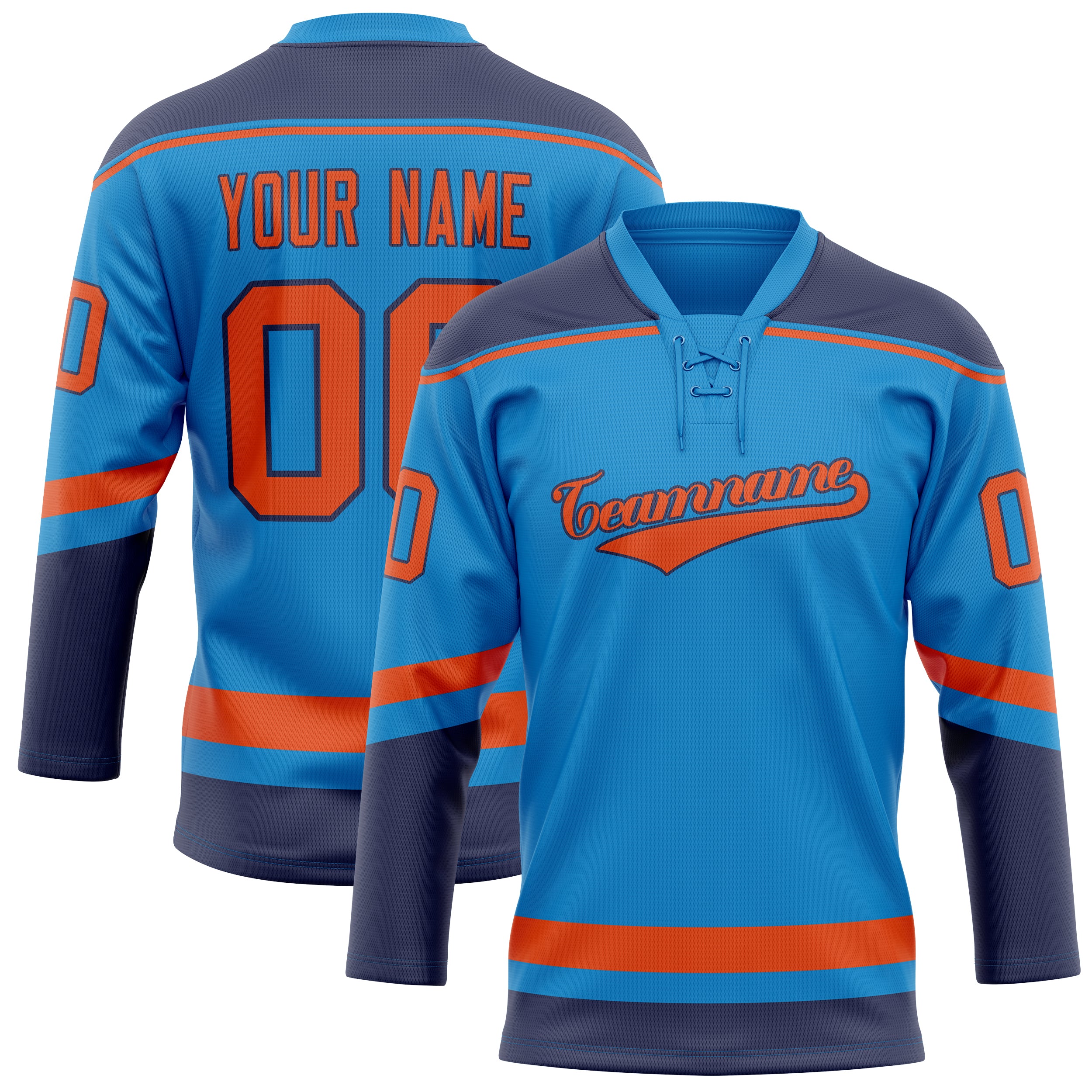 Custom Blue Red Solid Colour Hockey Jersey