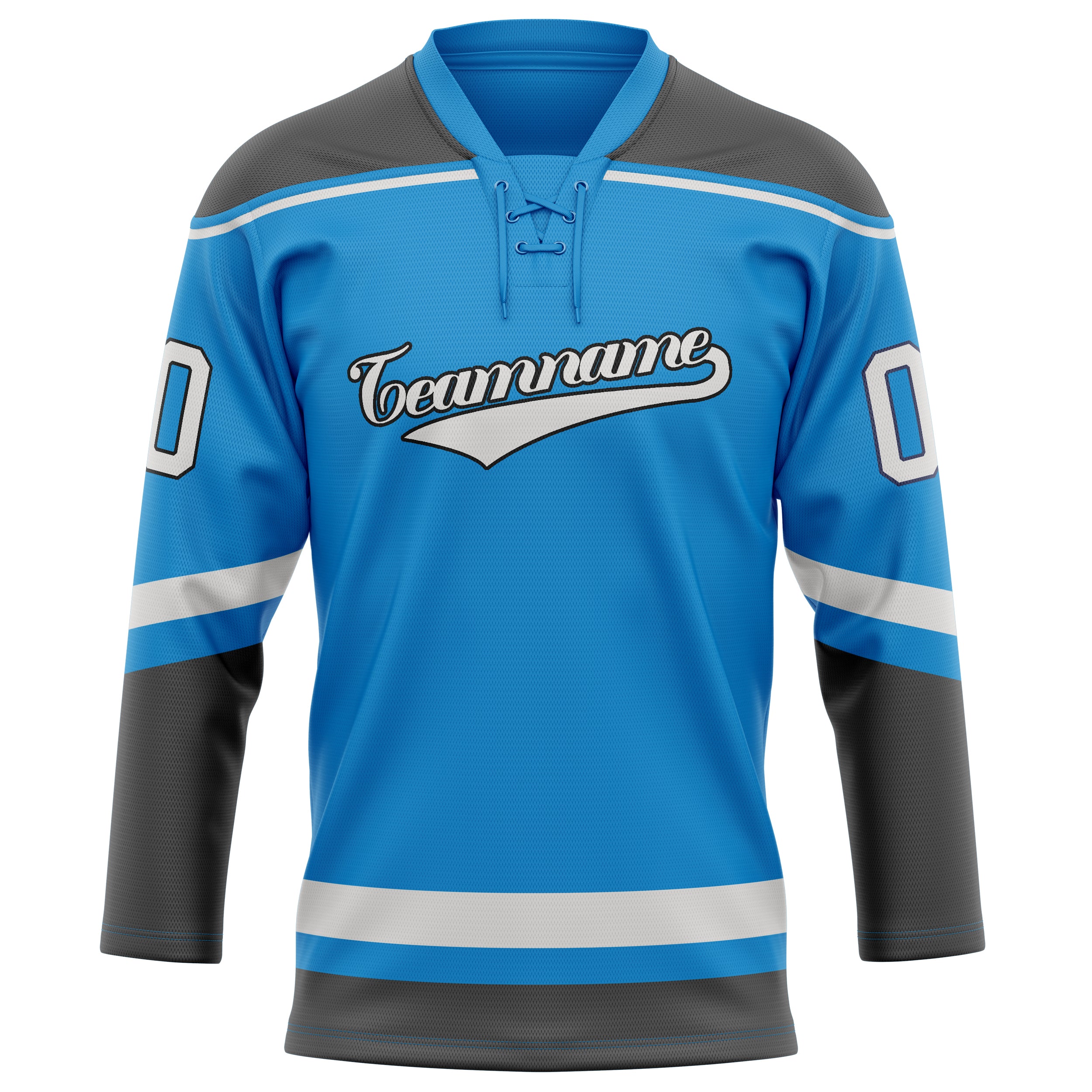 Custom Blue Gray Solid Colour Hockey Jersey