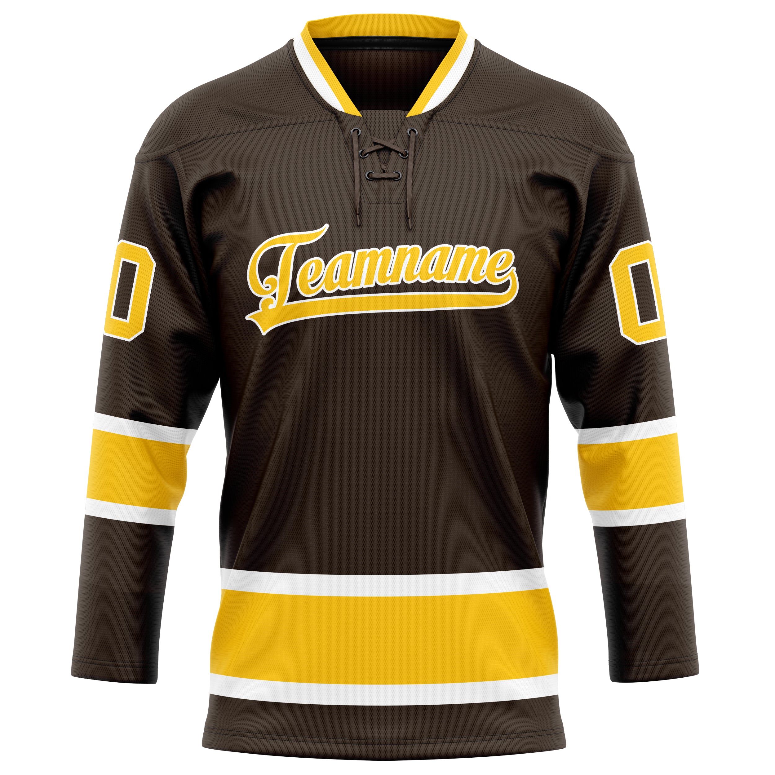 Custom Brown Gold Solid Colour Hockey Jersey