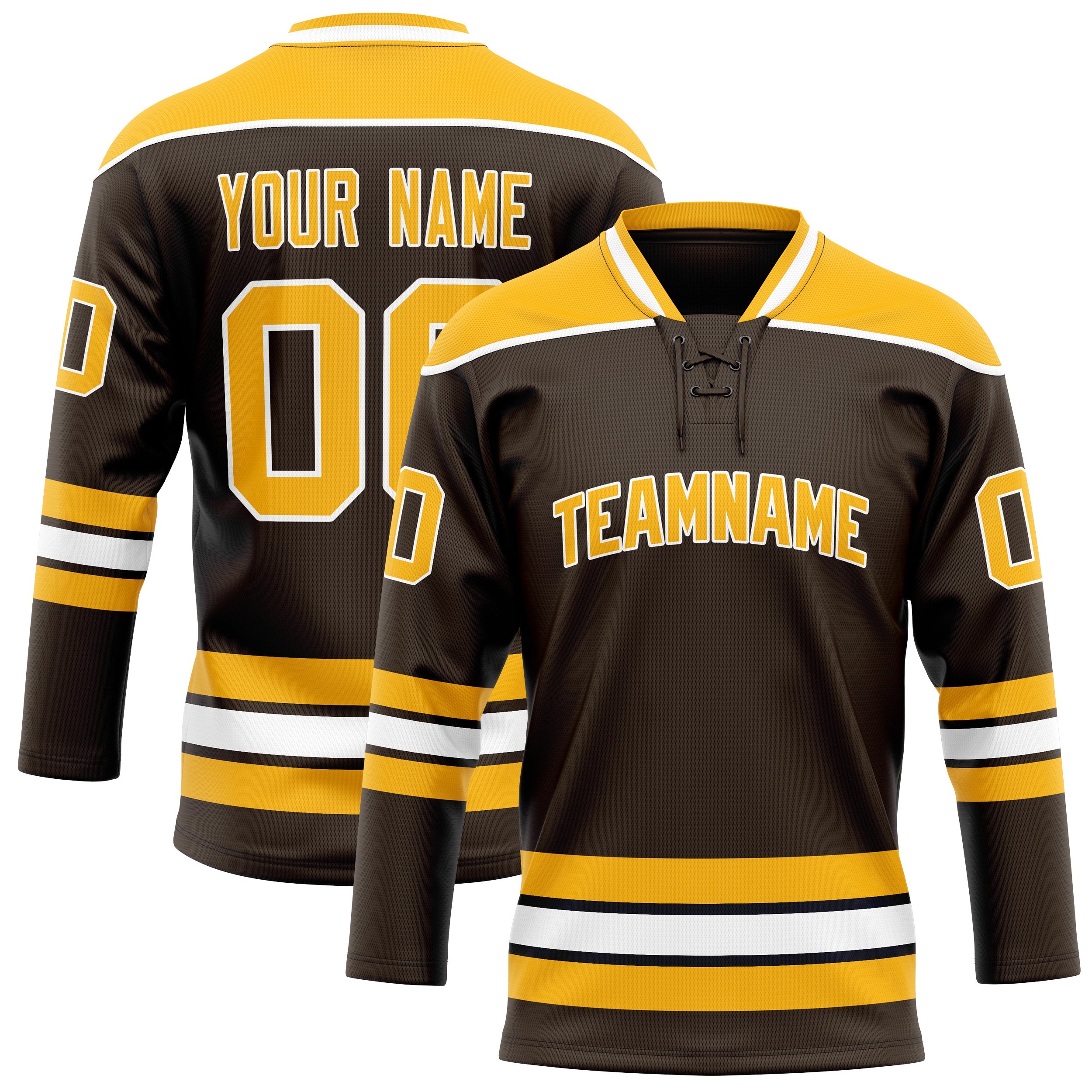 Custom Brown Gold Solid Colour Hockey Jersey