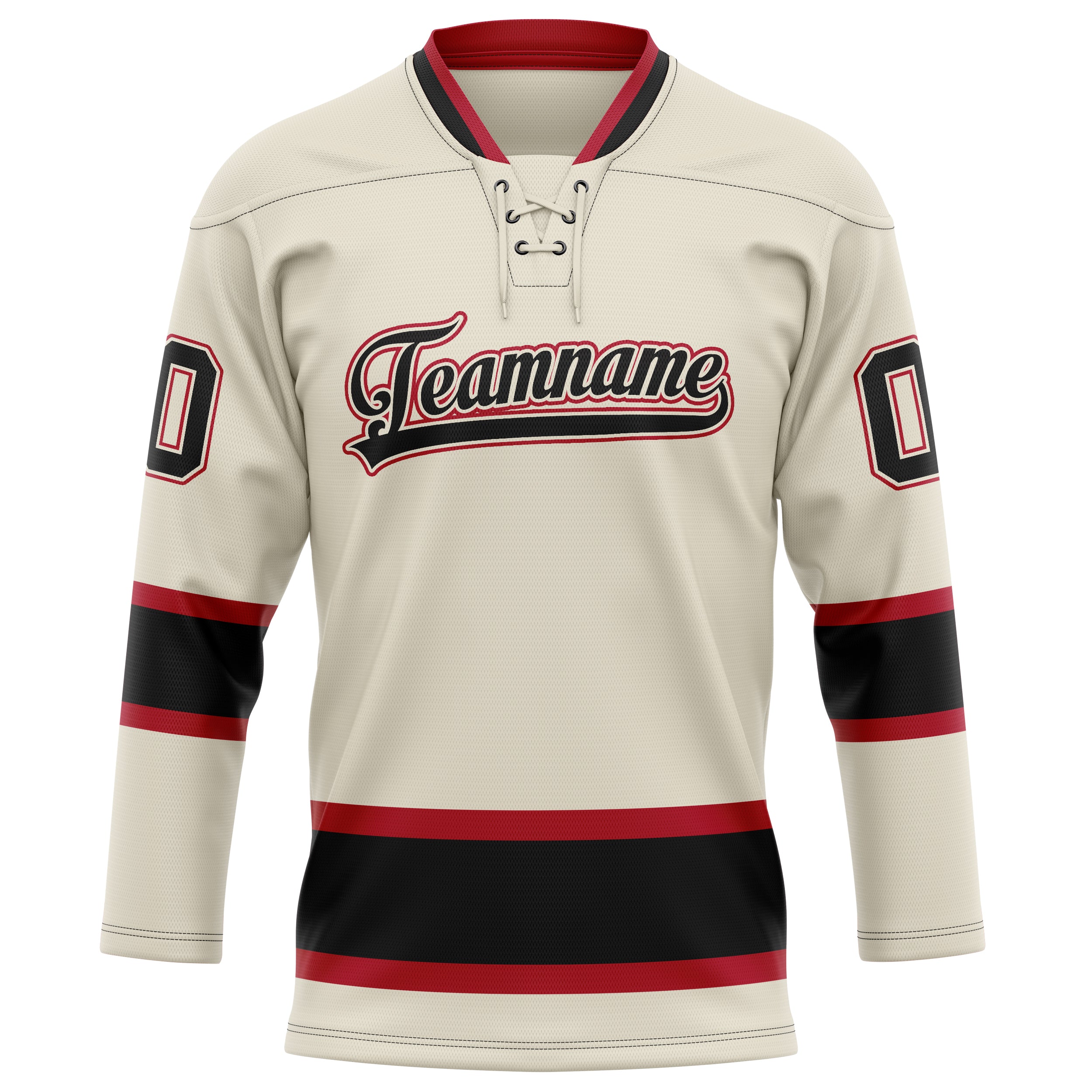 Custom Cream Black Solid Colour Hockey Jersey
