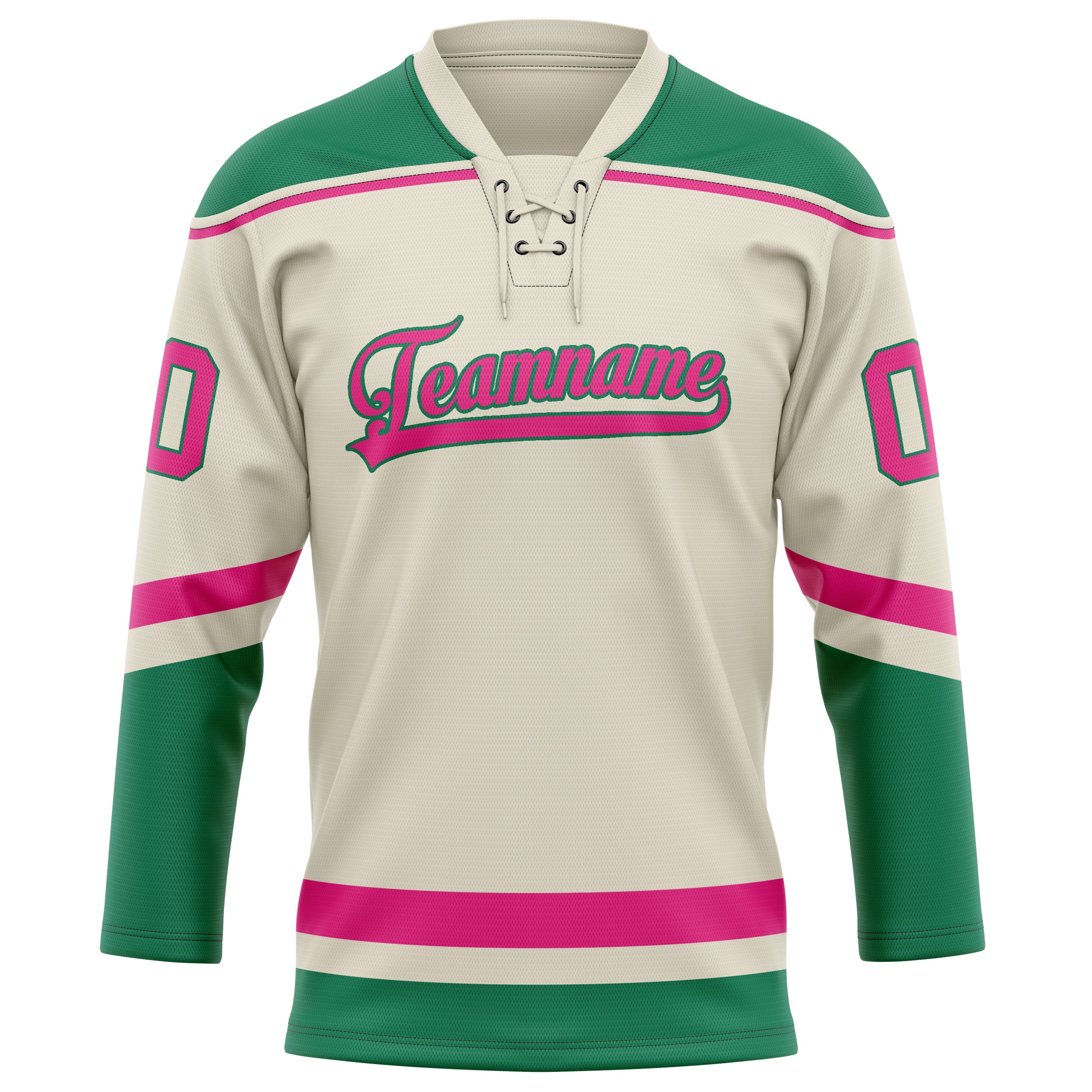 Custom Cream Pink Solid Colour Hockey Jersey