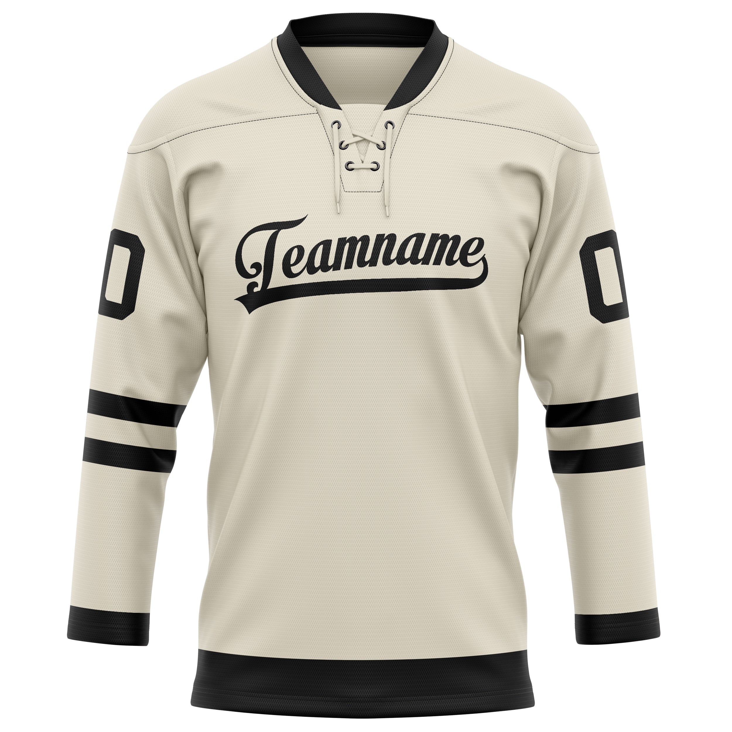 Custom Cream Black Solid Colour Hockey Jersey