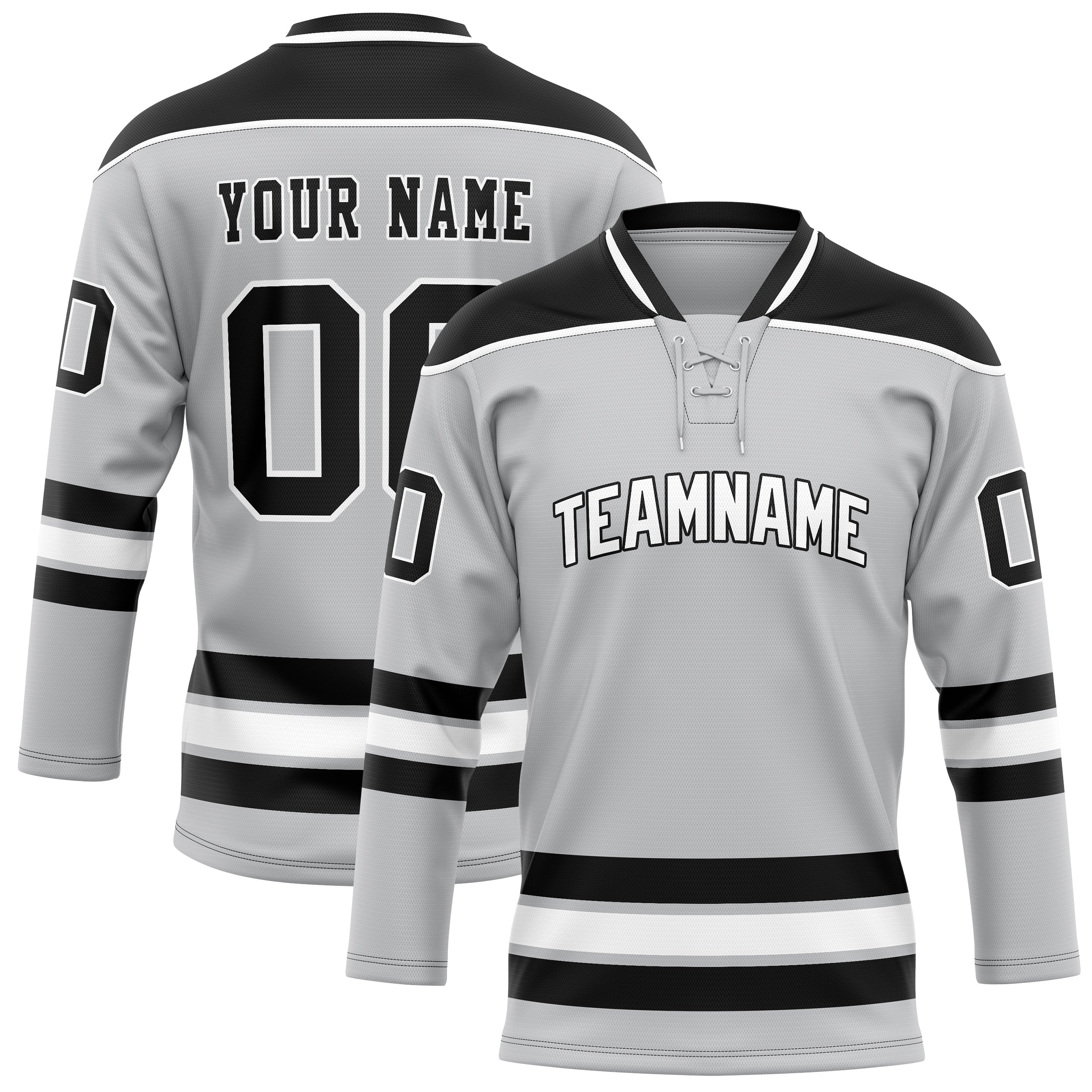 Custom Gray Black Solid Colour Hockey Jersey