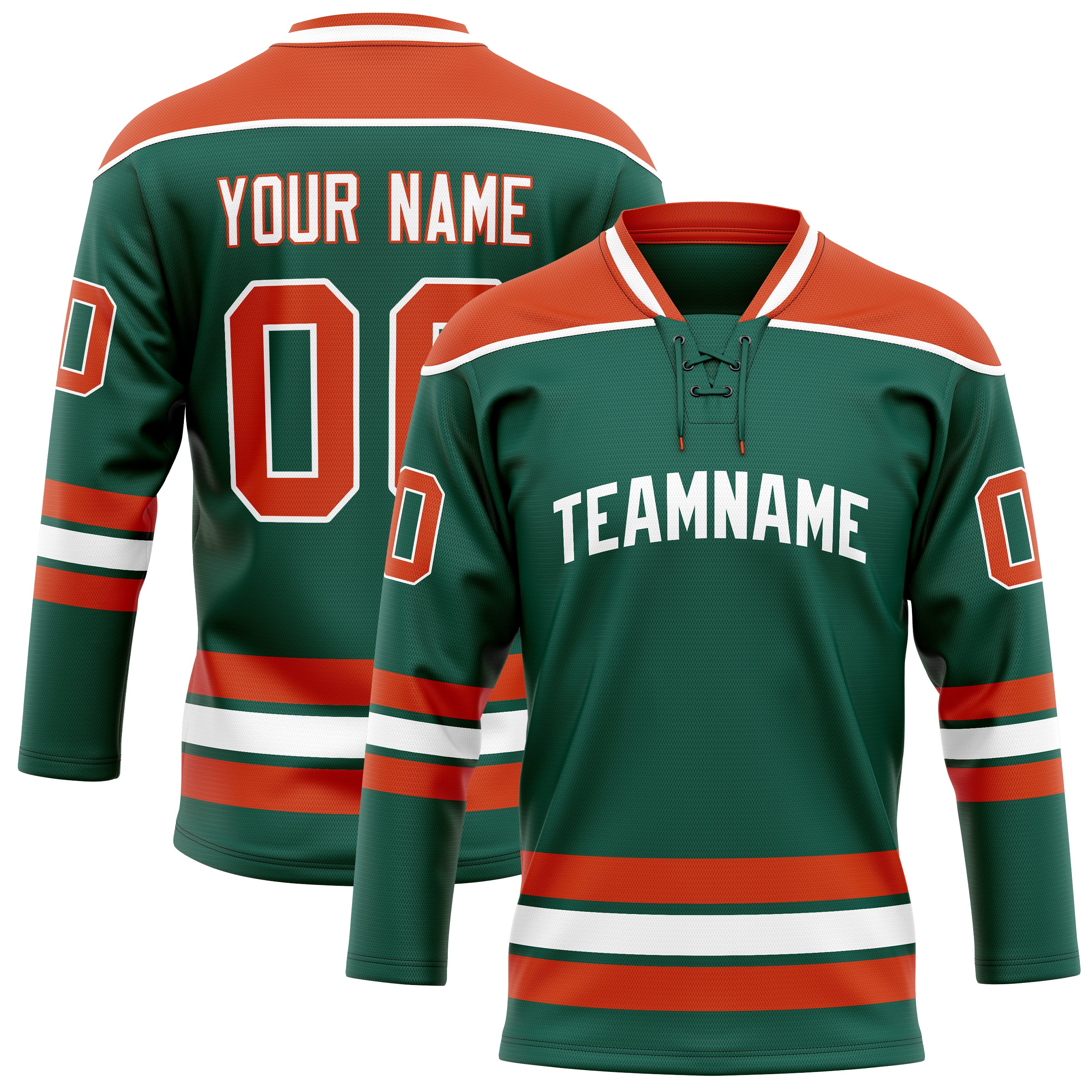 Custom Green Red Solid Colour Hockey Jersey