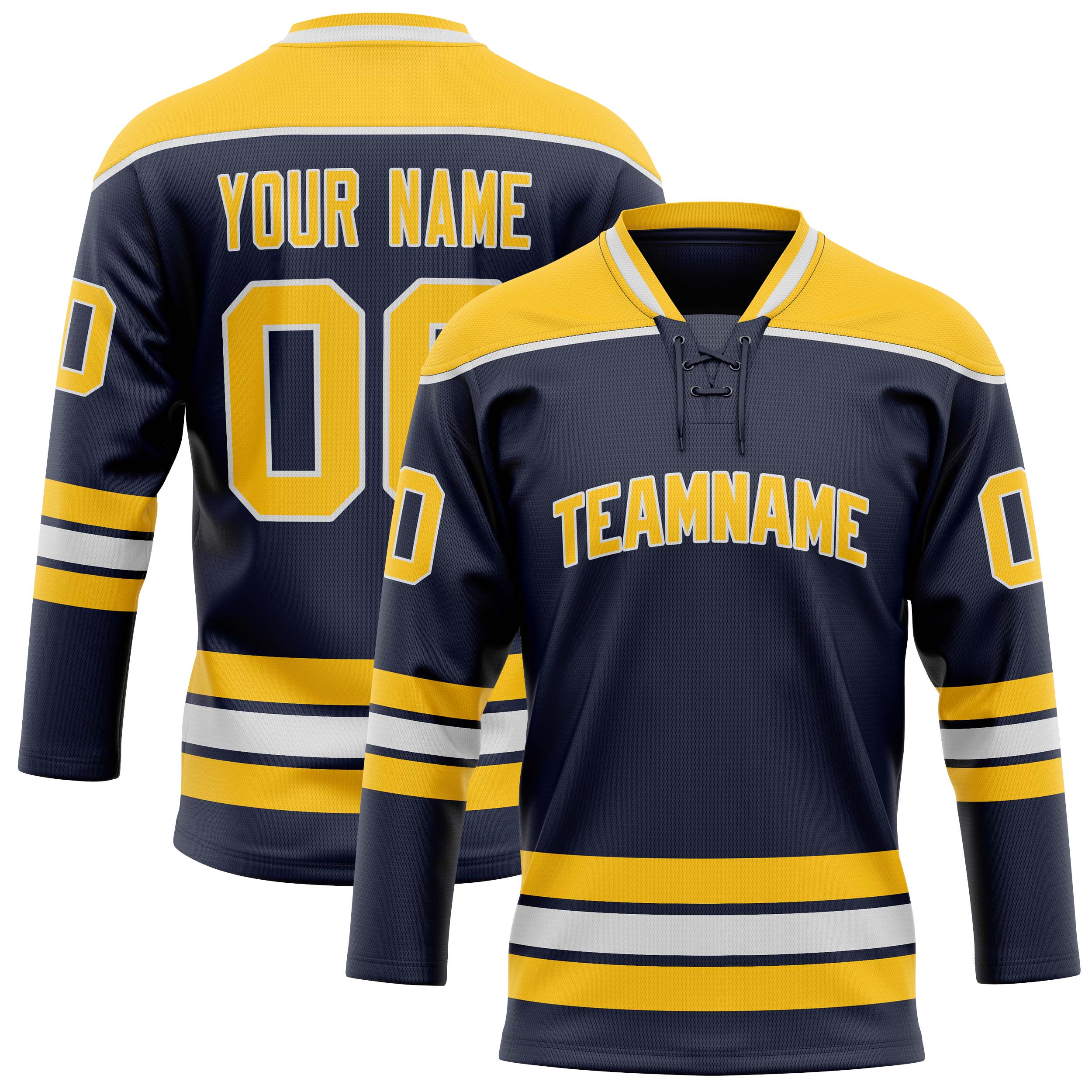 Custom Navy Gold Solid Colour Hockey Jersey