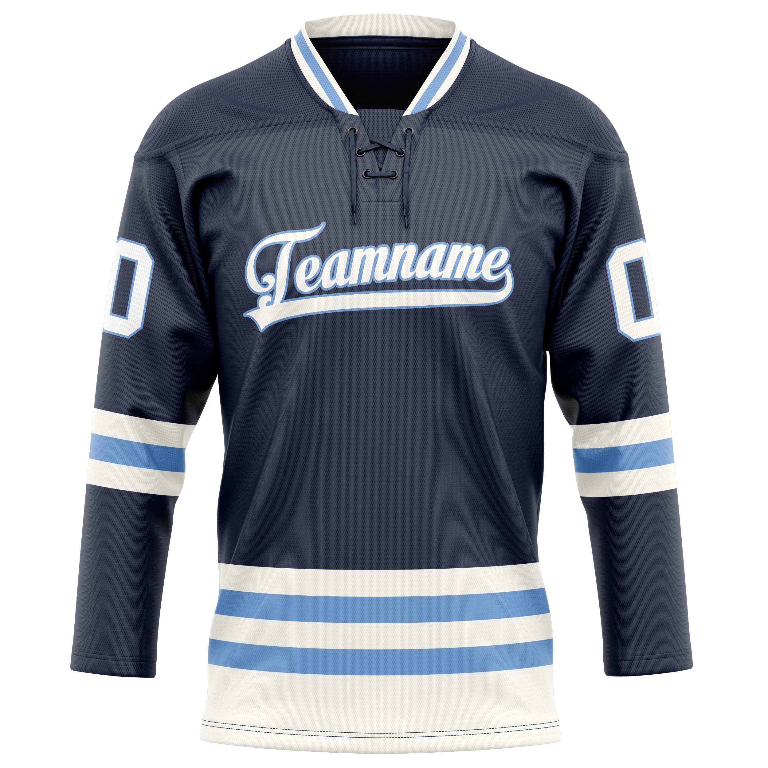 Custom Navy Light Blue Solid Colour Hockey Jersey