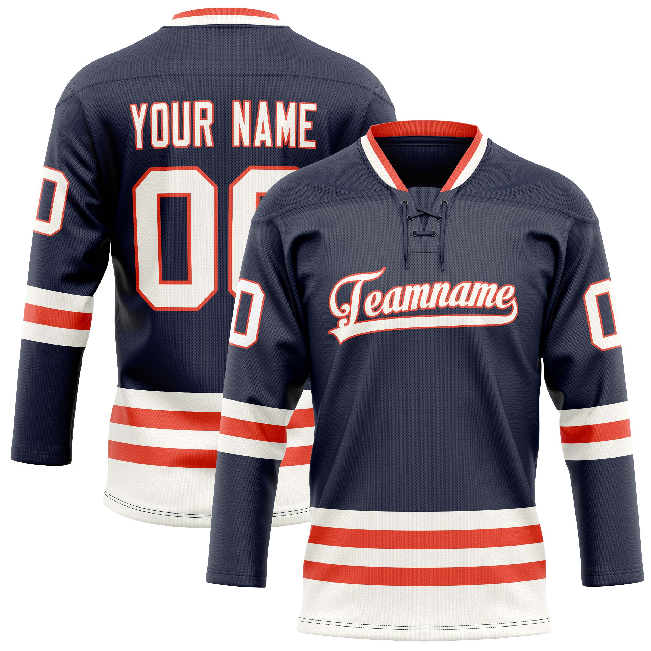 Custom Navy White Solid Colour Hockey Jersey