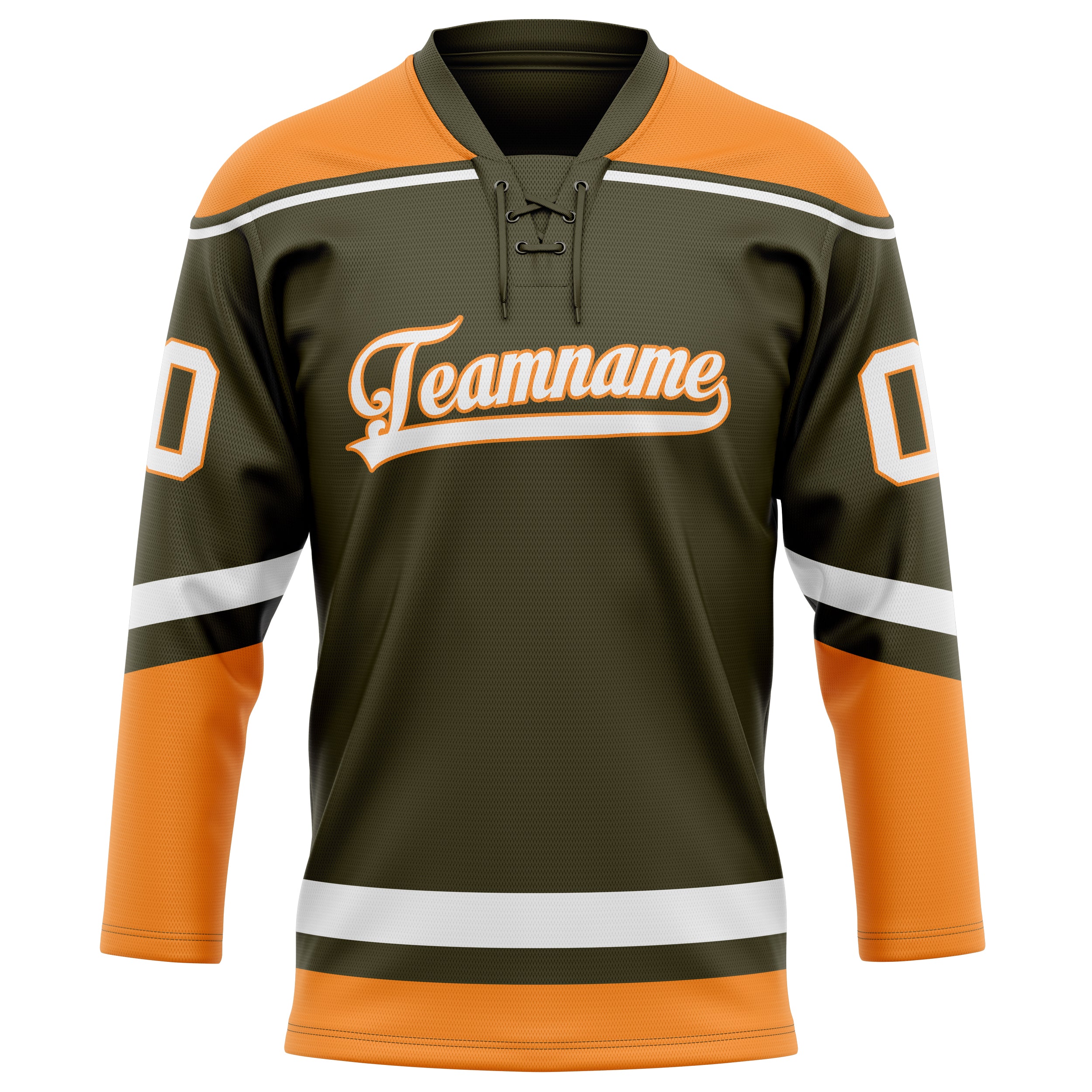 Custom Olive Orange Solid Colour Hockey Jersey