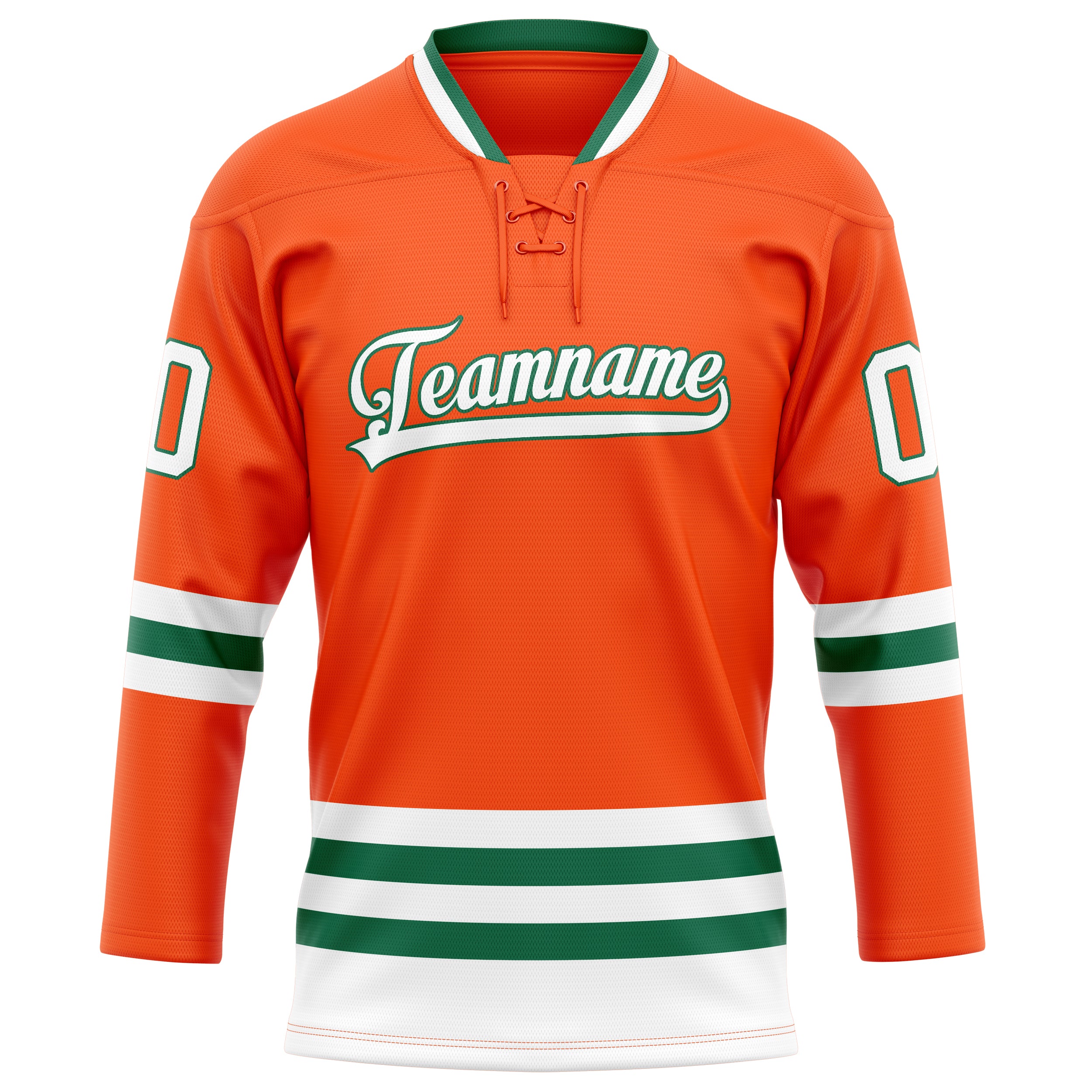 Custom Orange Kelly Green Solid Colour Hockey Jersey