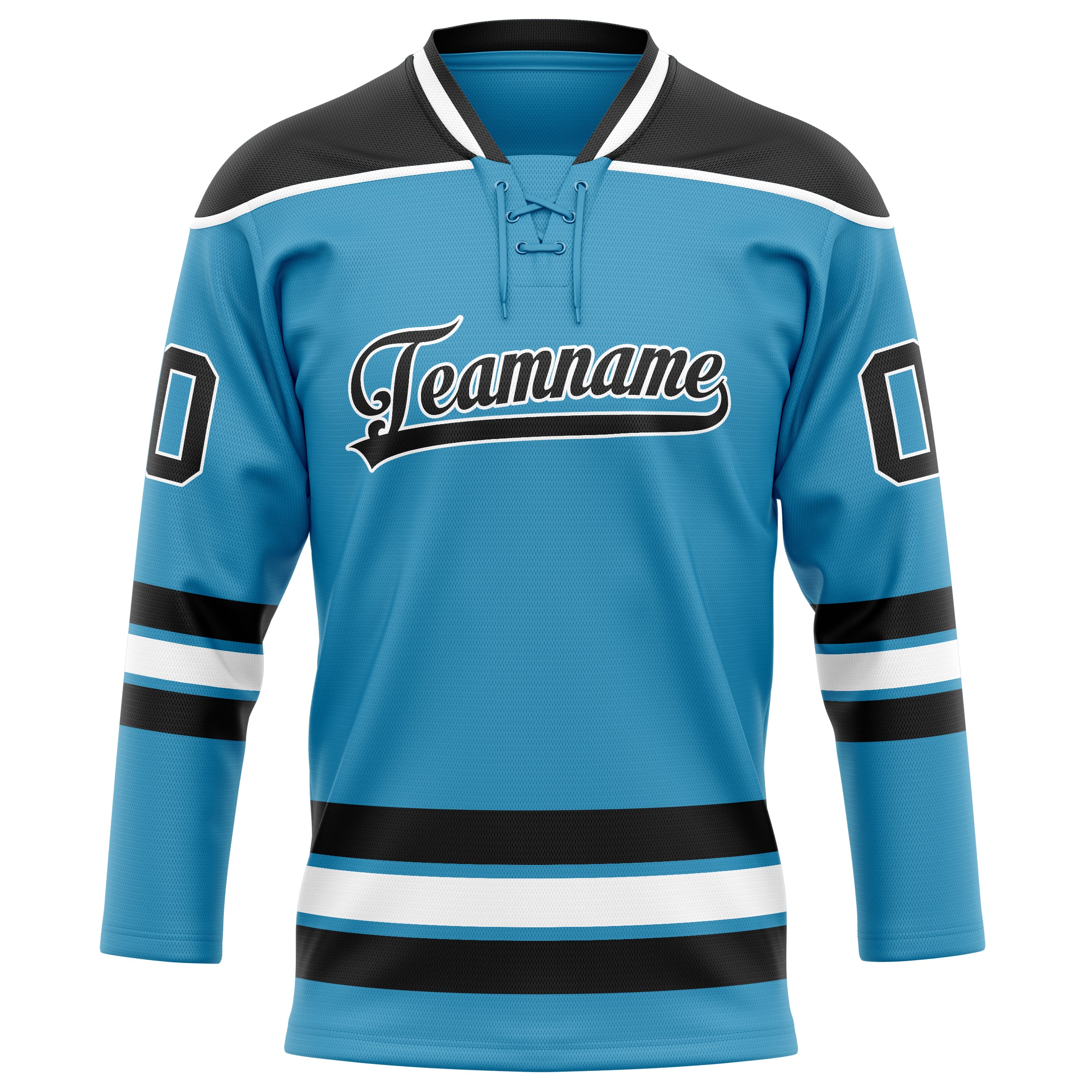 Custom Panther Blue Black Solid Colour Hockey Jersey