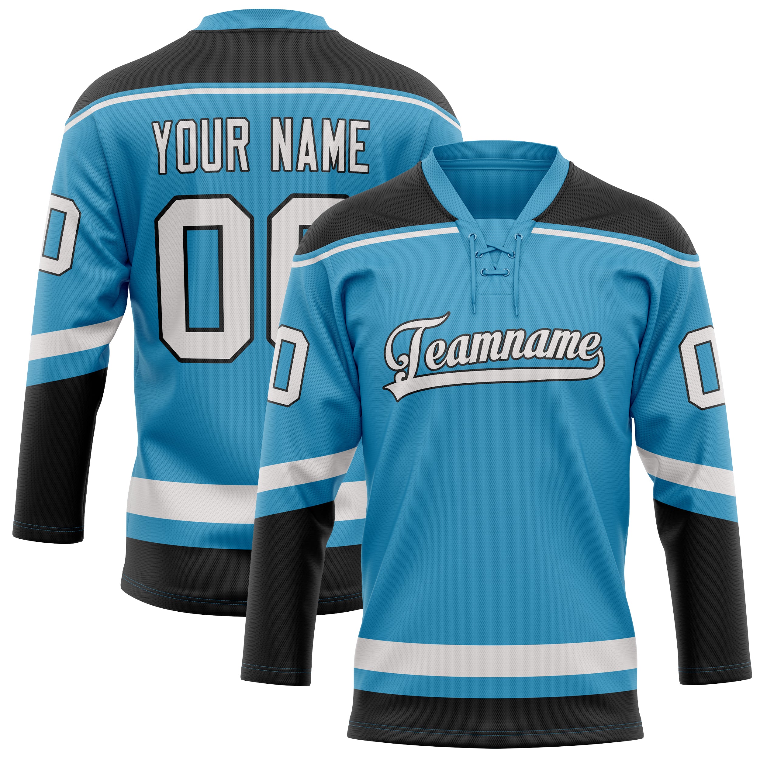 Custom Panther Blue Black Solid Colour Hockey Jersey