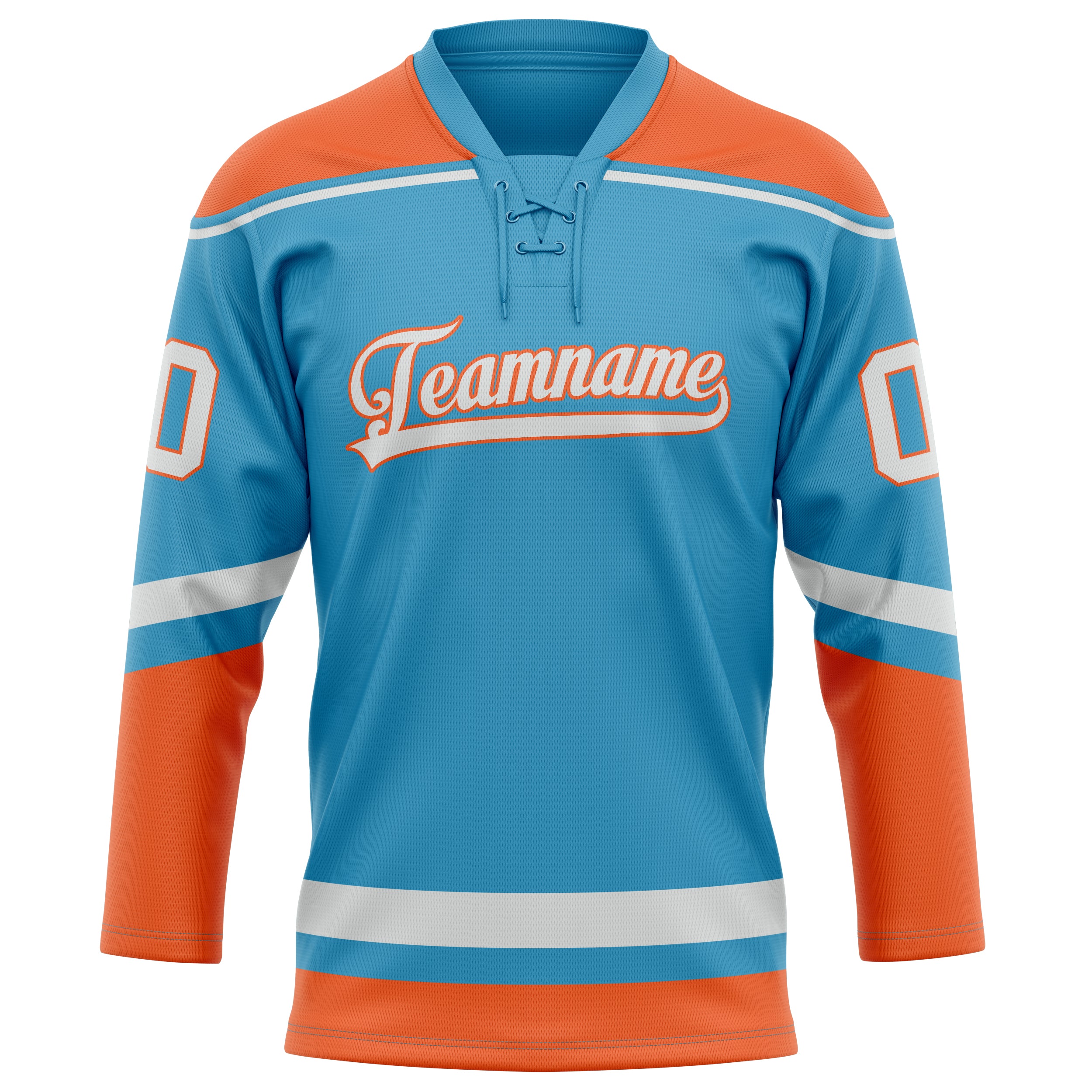 Custom Panther Blue Orange Solid Colour Hockey Jersey