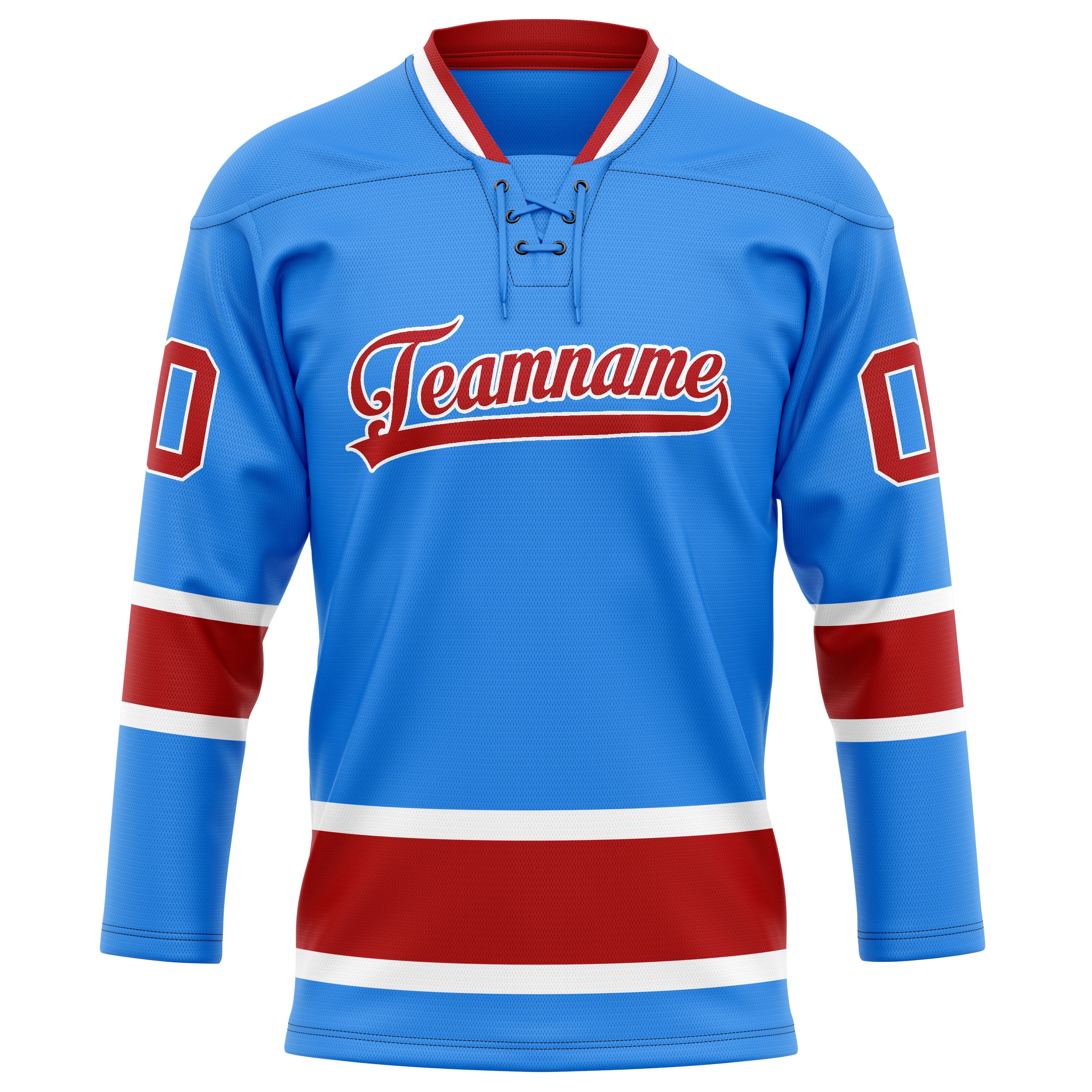 Custom Powder Blue Maroon Solid Colour Hockey Jersey