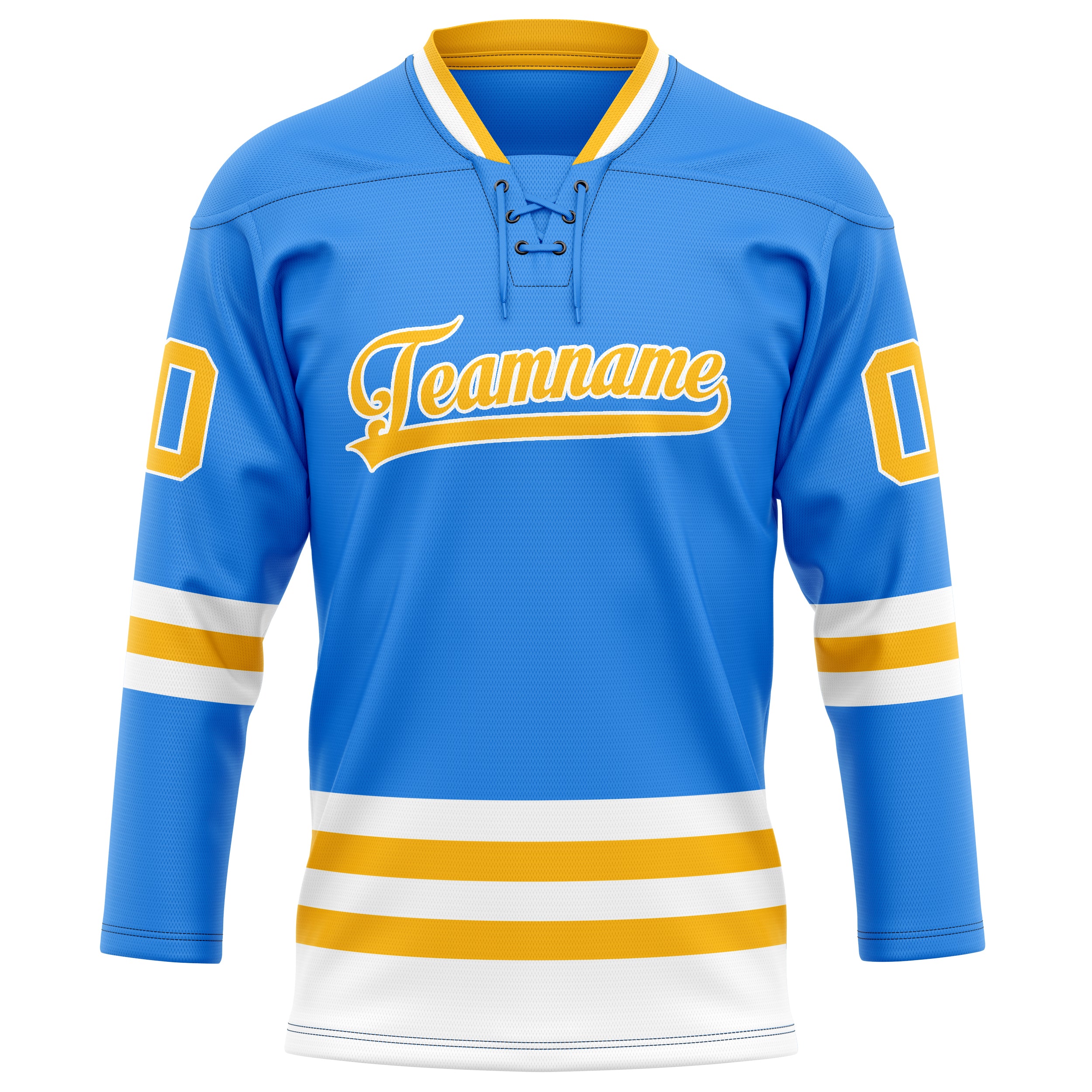 Custom Powder Blue Gold Solid Colour Hockey Jersey