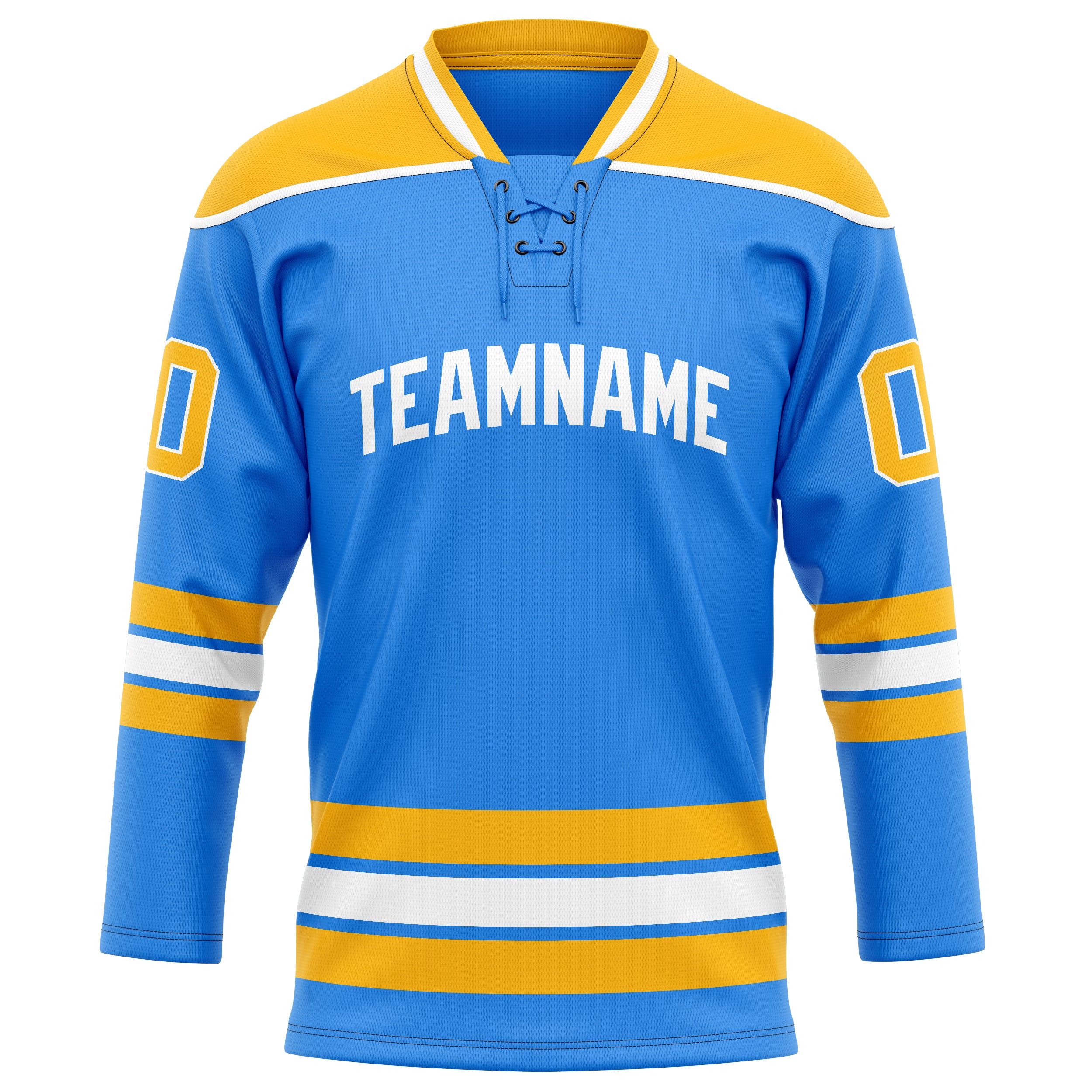 Custom Powder Blue Gold Solid Colour Hockey Jersey