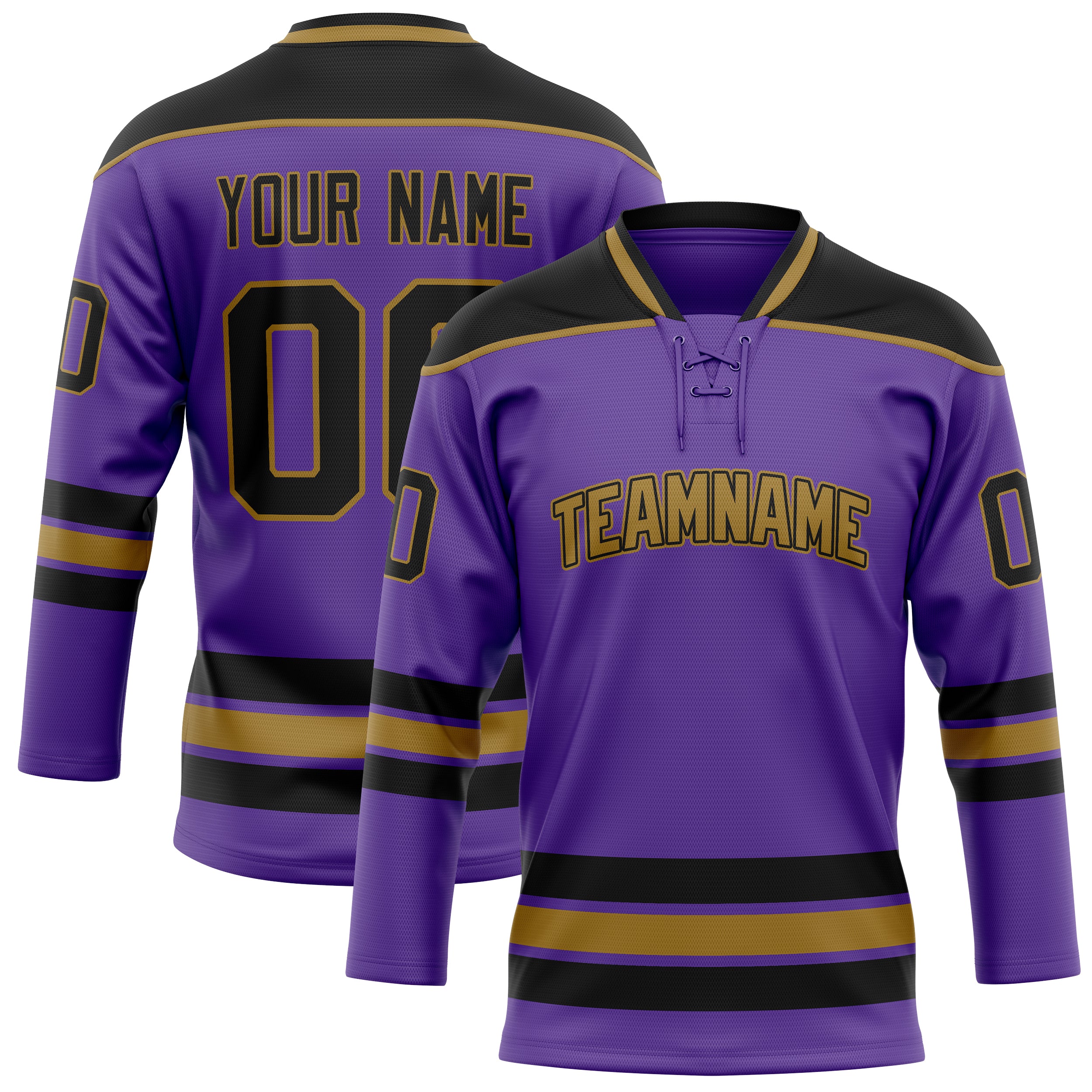 Custom Purple Black Solid Colour Hockey Jersey
