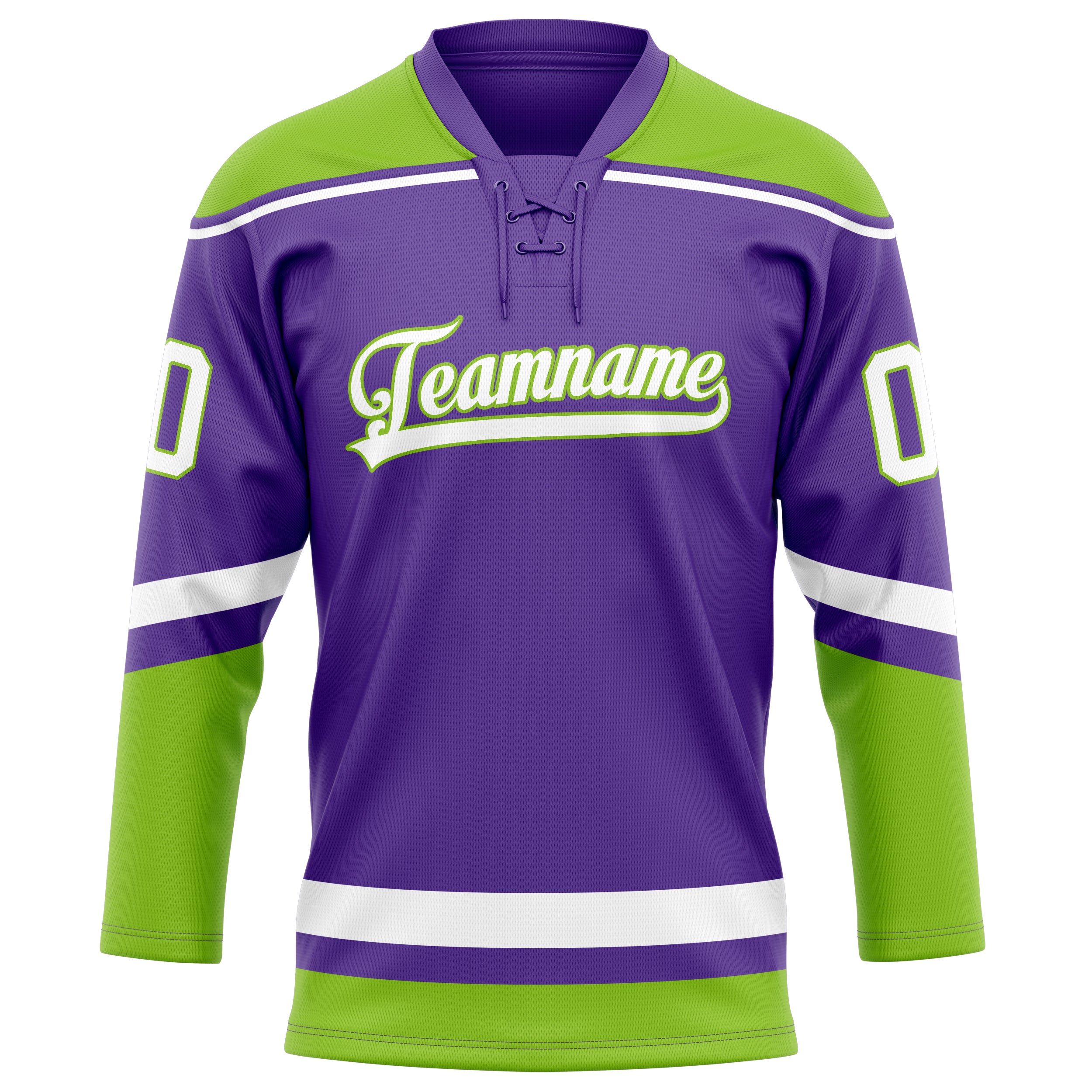 Custom Purple Neon Green Solid Colour Hockey Jersey
