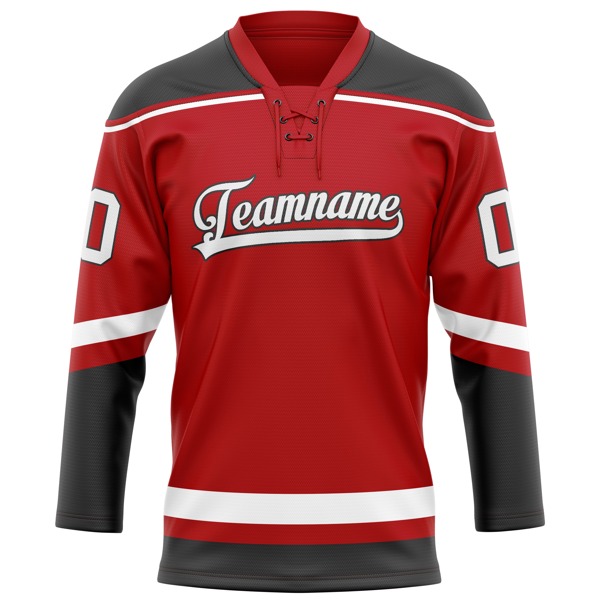 Custom Red Gray Solid Colour Hockey Jersey