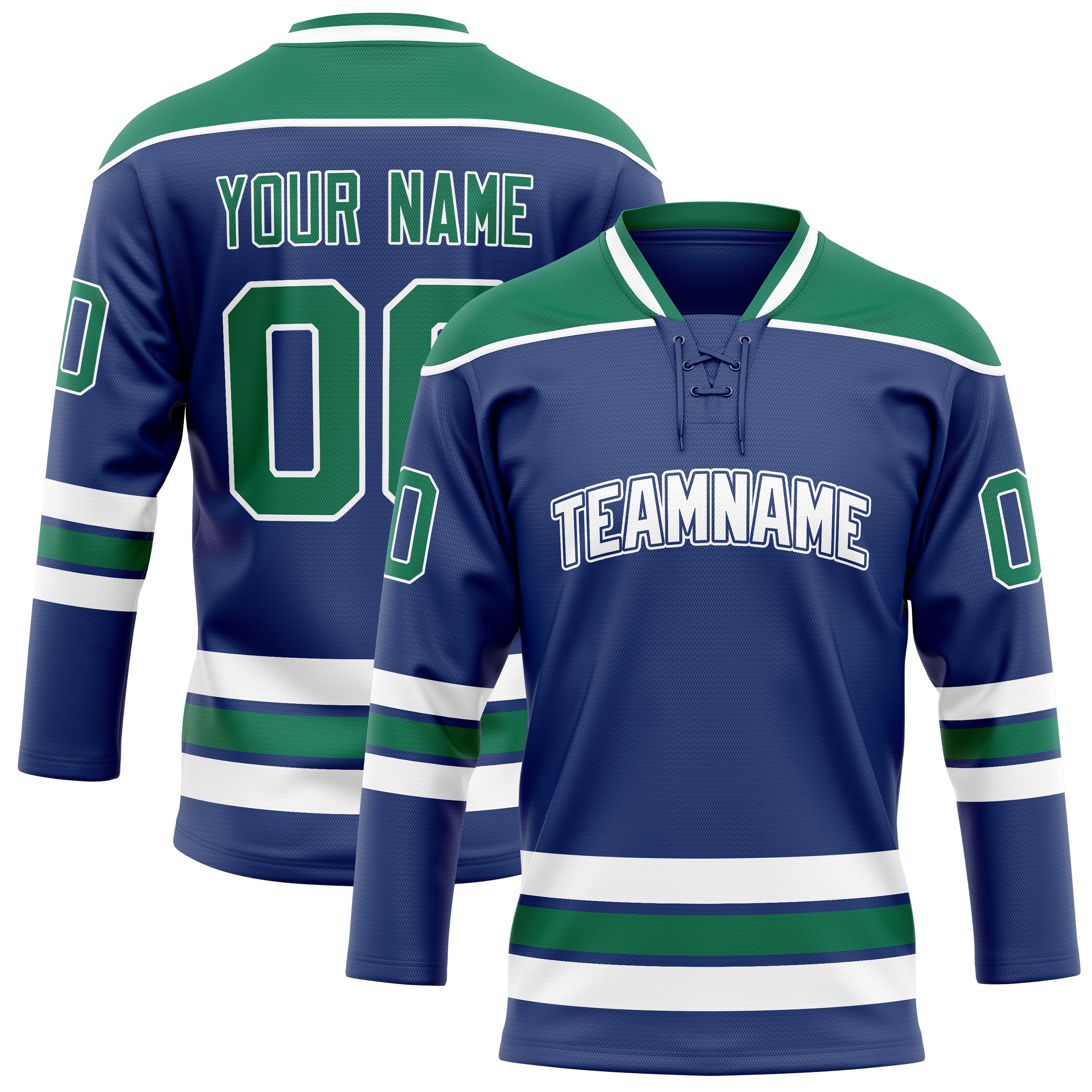 Custom Royal Kelly Green Solid Colour Hockey Jersey