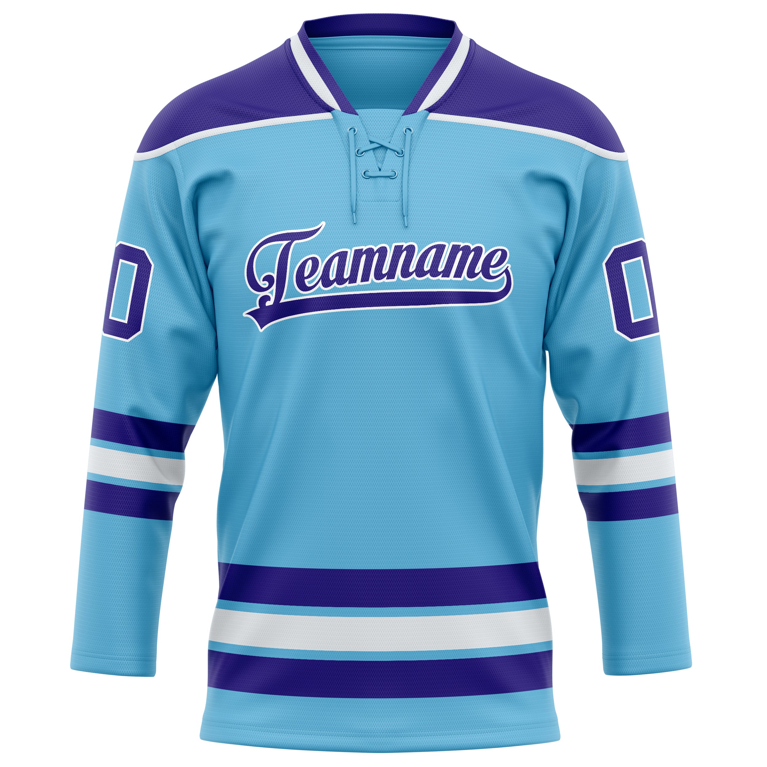Custom Sky Blue Purple Solid Colour Hockey Jersey