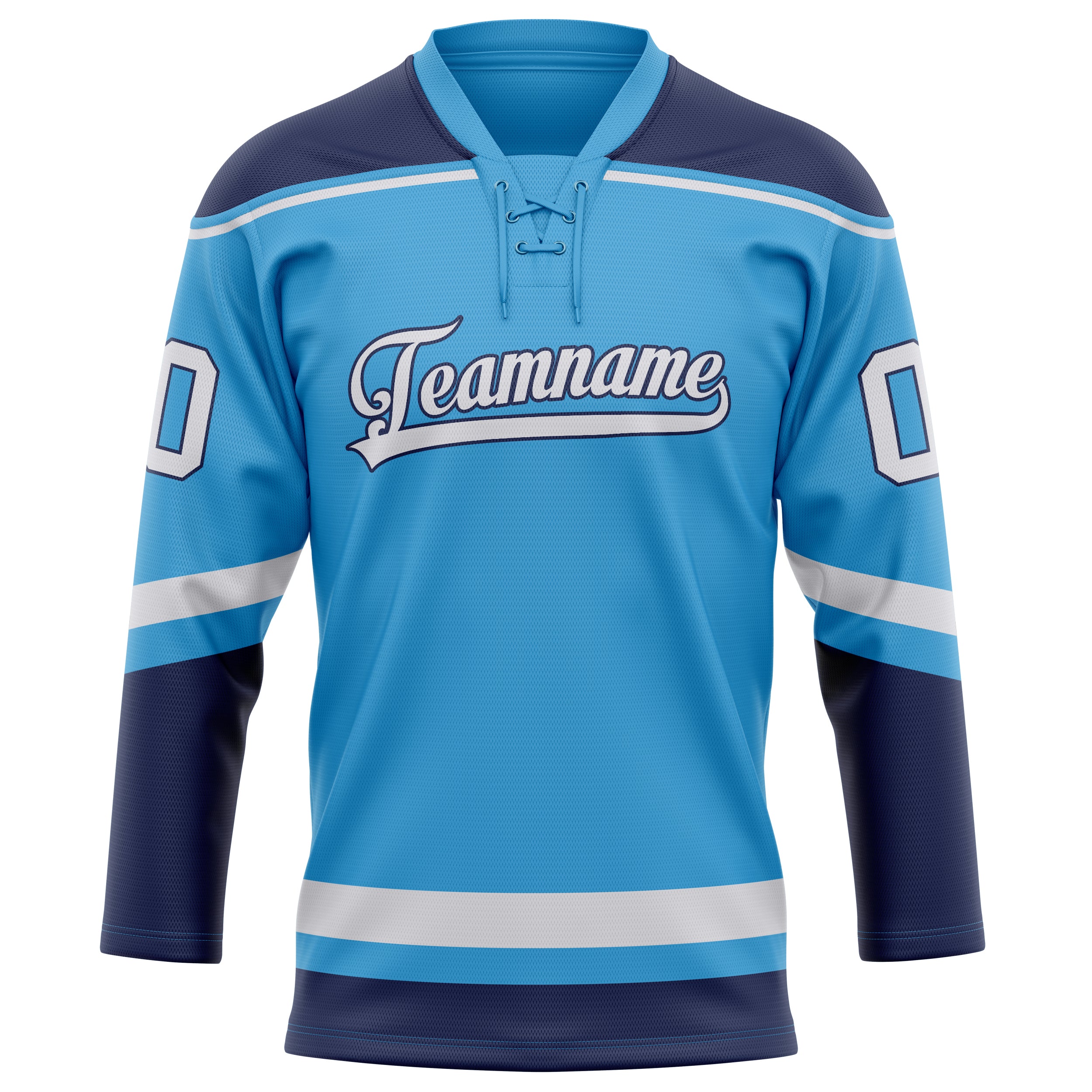 Custom Sky Blue Navy Solid Colour Hockey Jersey