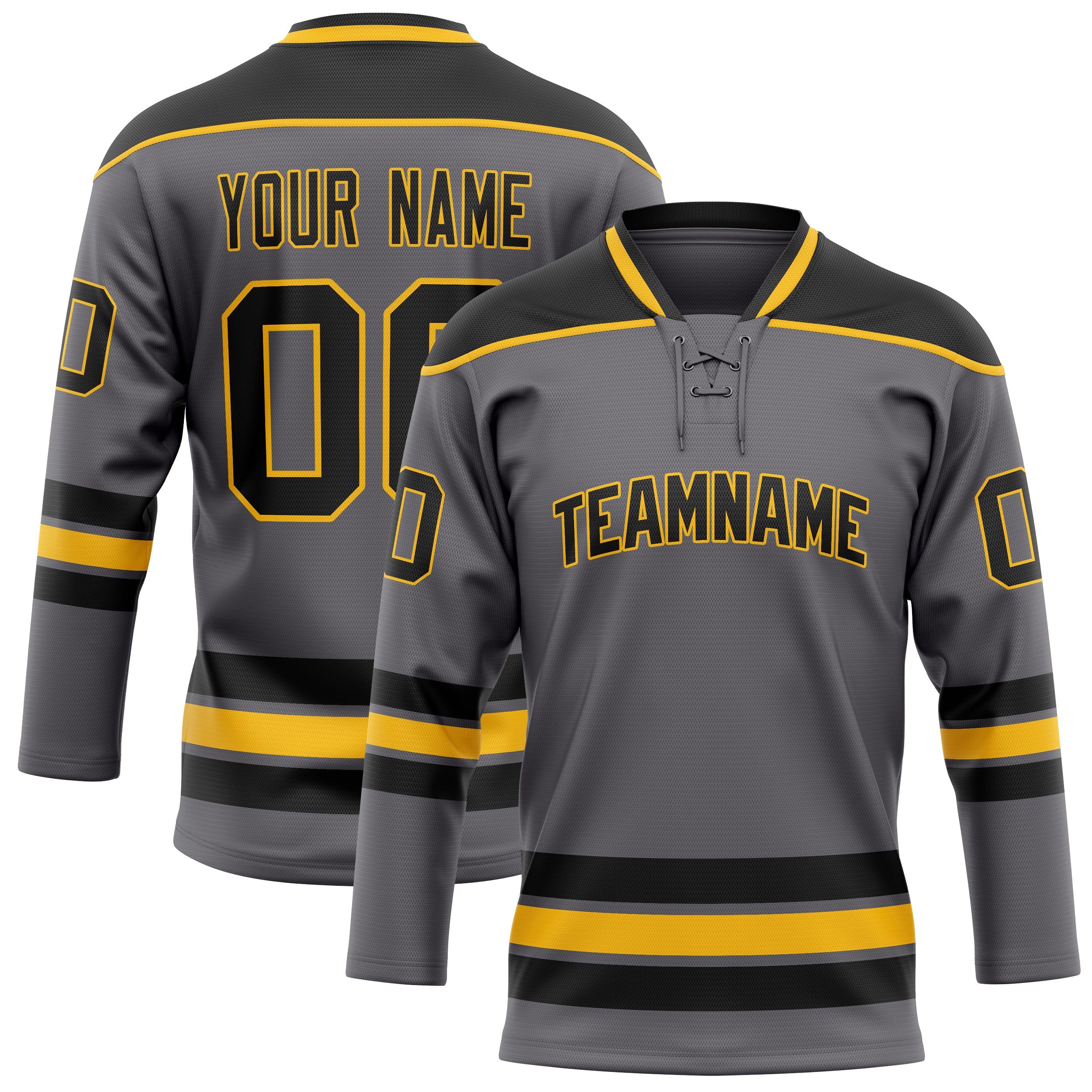 Custom Steel Gray Black Solid Colour Hockey Jersey