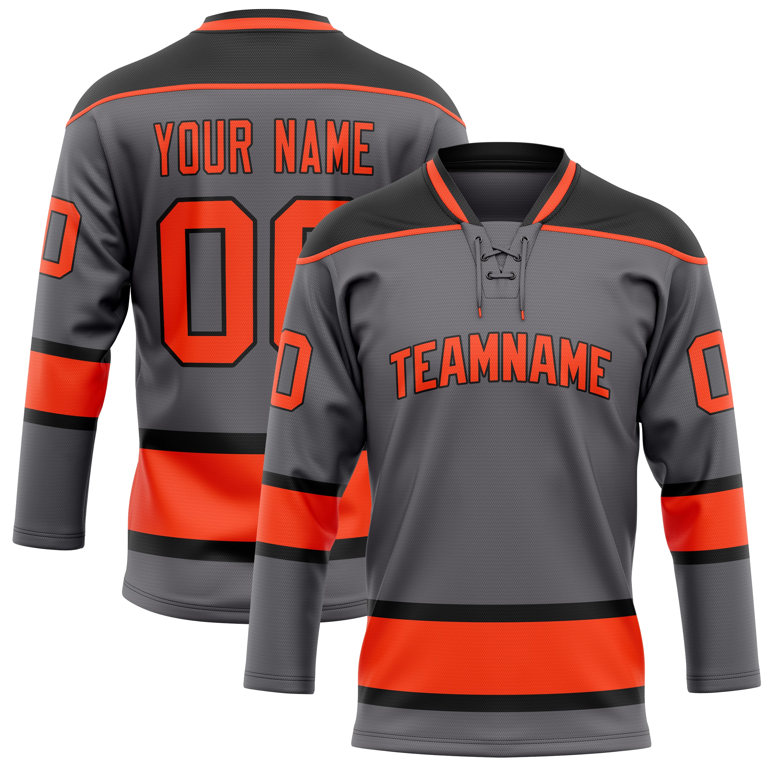 Custom Steel Gray Red Solid Colour Hockey Jersey