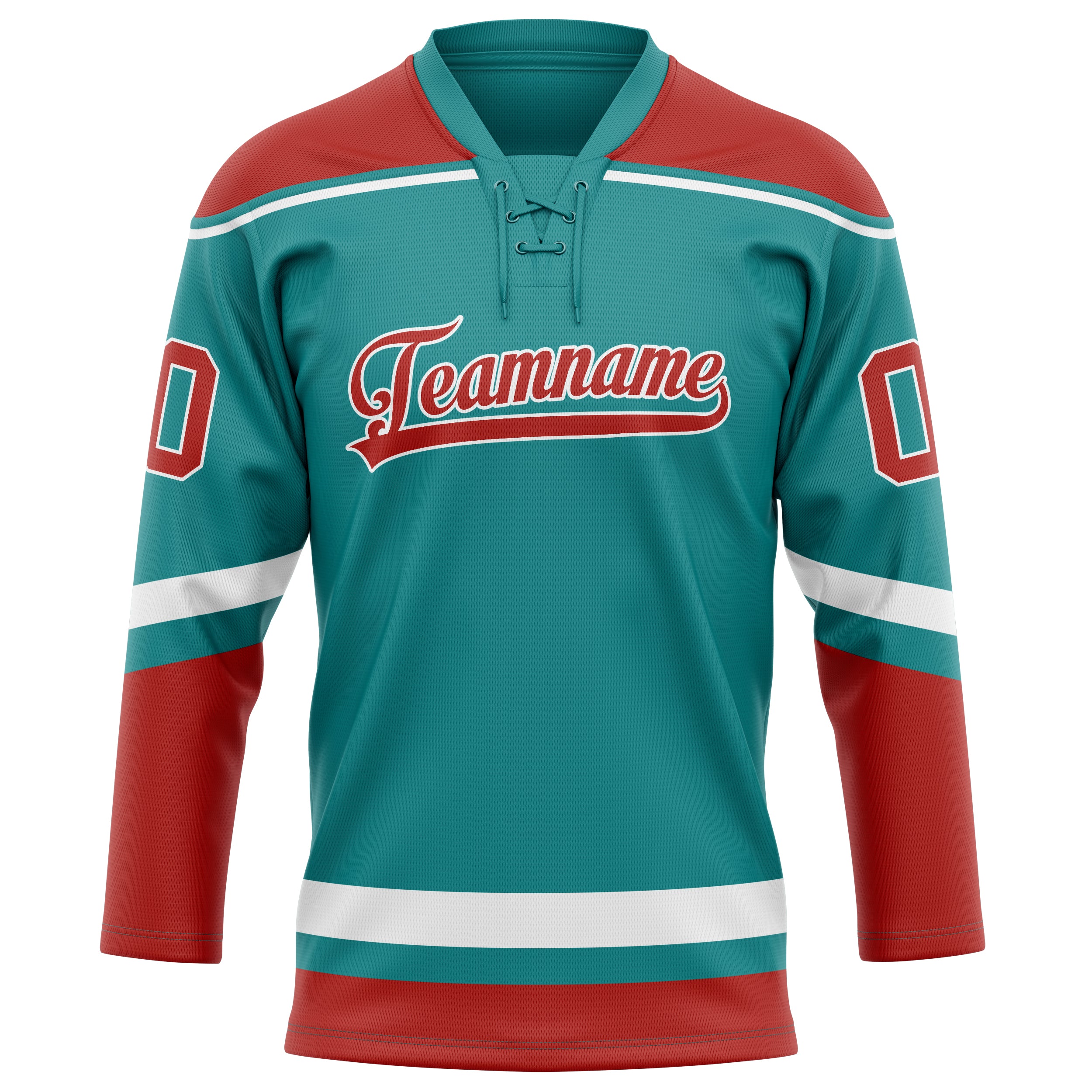 Custom Teal Red Solid Colour Hockey Jersey