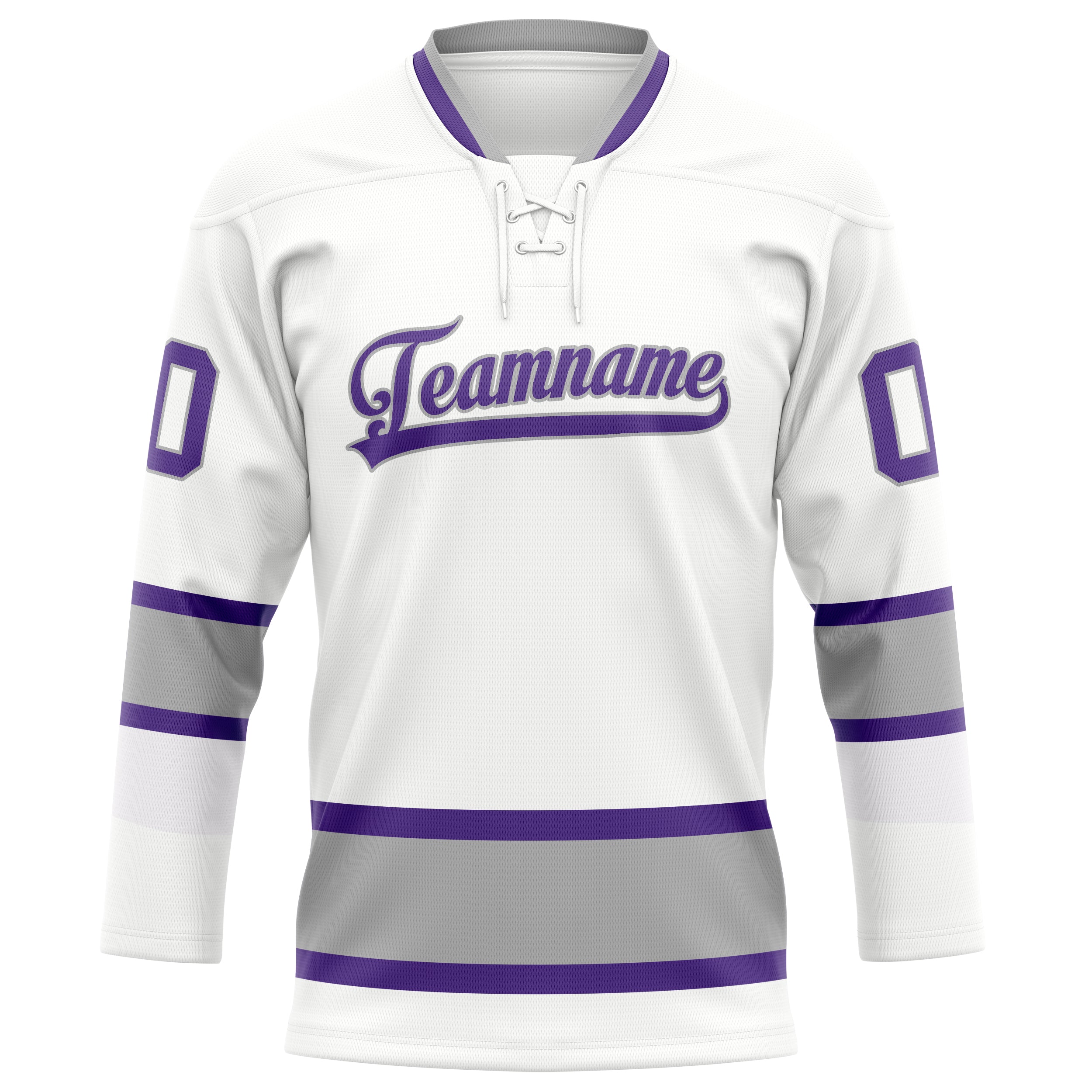 Custom White Purple Solid Colour Hockey Jersey