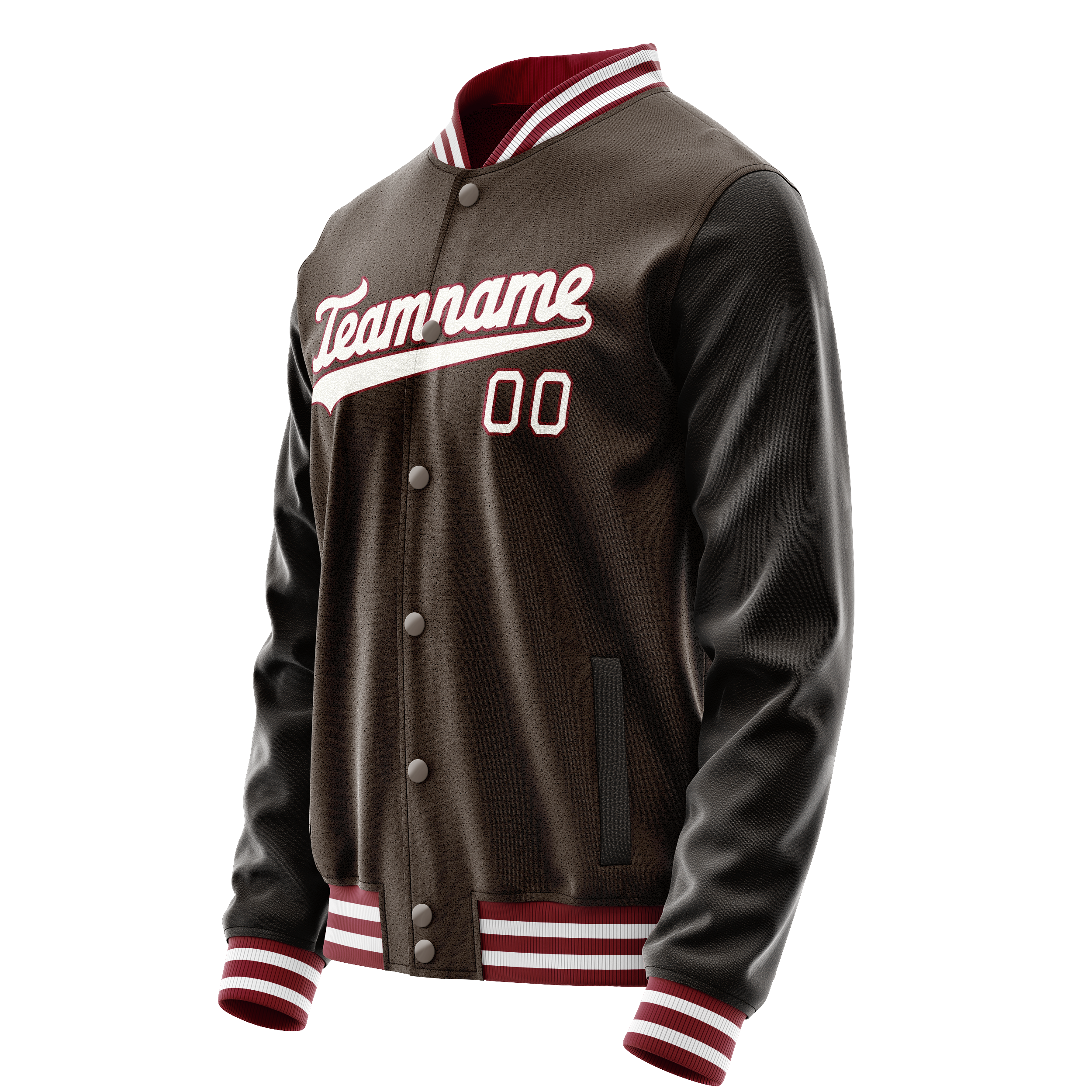Custom Brown White Solid Color Varsity Letterman Jacket JA02240617XF077