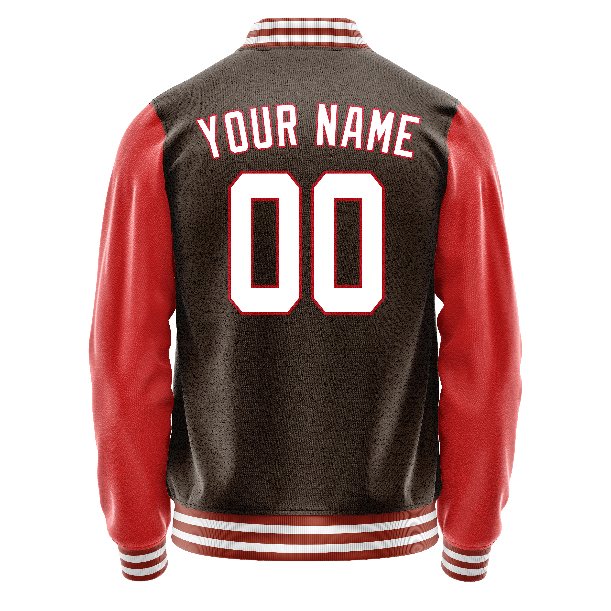 Custom Brown Texas-Orange Solid Color Varsity Letterman Jacket JA02240617XF061