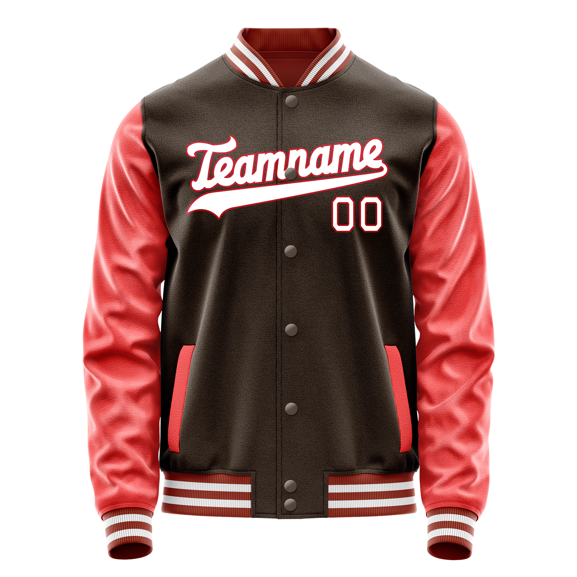 Custom Brown Texas-Orange Solid Color Varsity Letterman Jacket JA02240617XF061