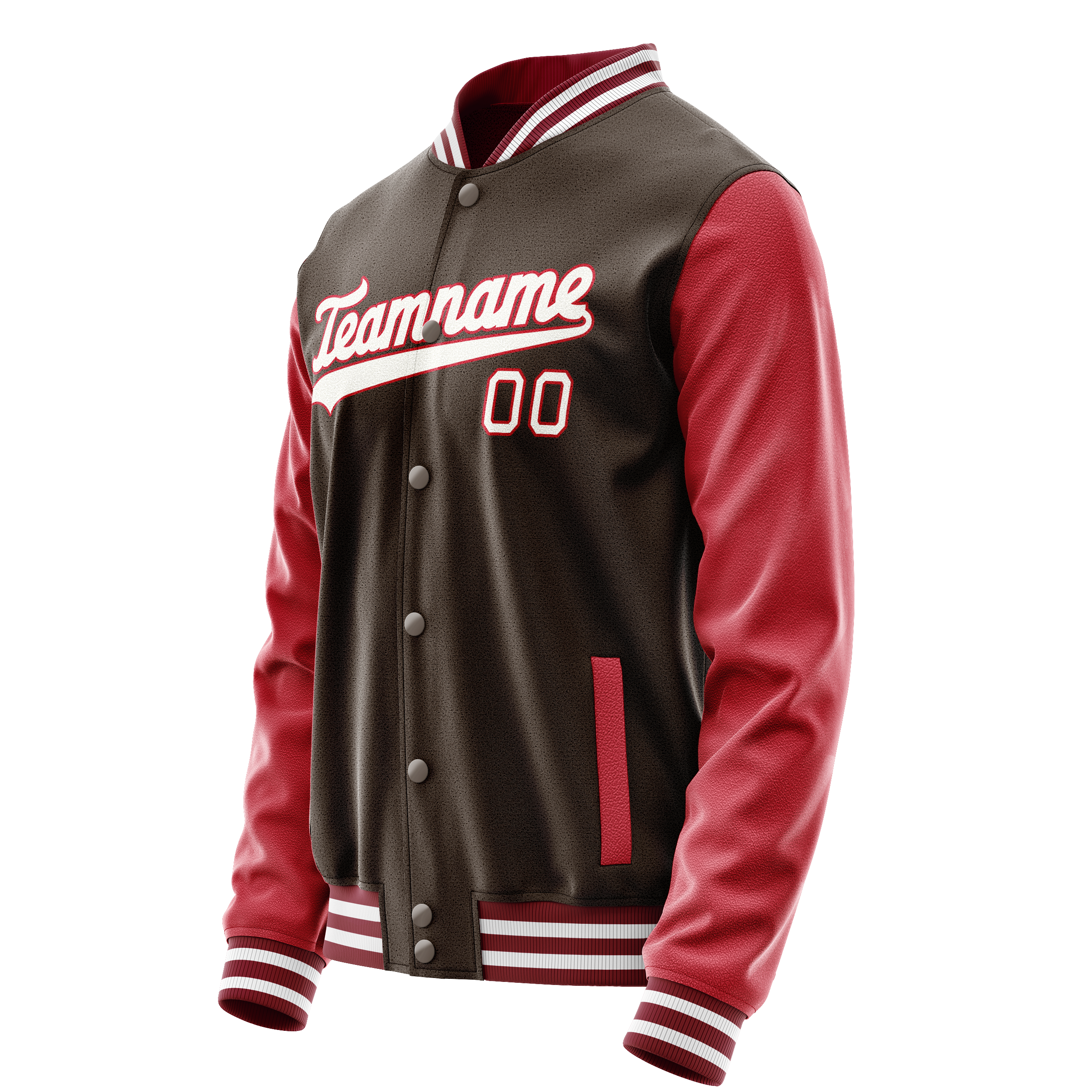 Custom Brown Crimson Solid Color Varsity Letterman Jacket JA02240617XF070