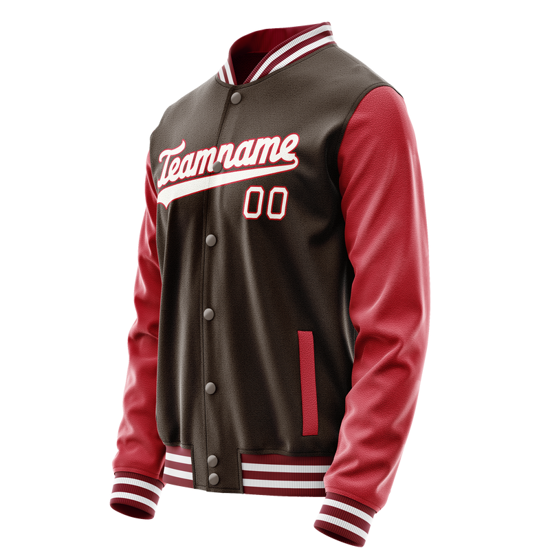 Custom Brown Crimson Solid Color Varsity Letterman Jacket JA02240617XF070