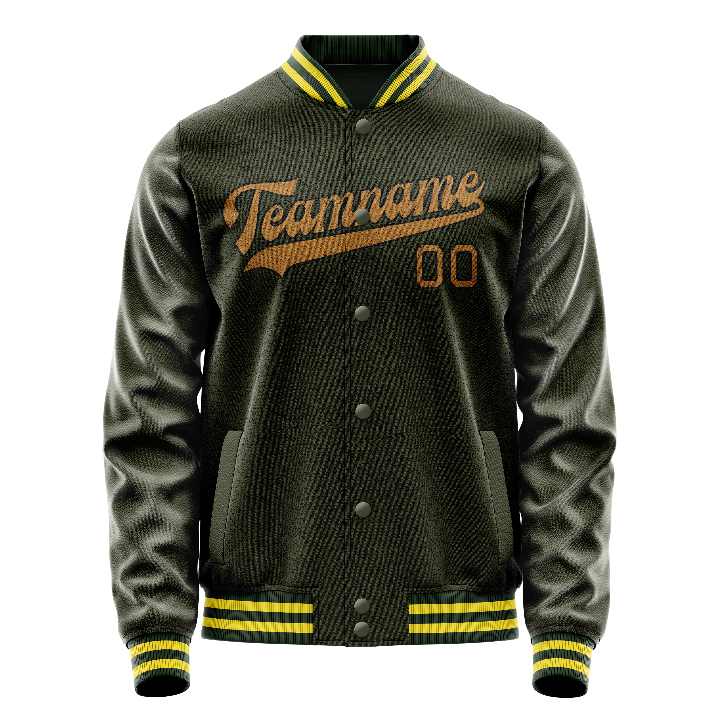 Custom Olive Brown Solid Color Varsity Letterman Jacket JA02240617LH298