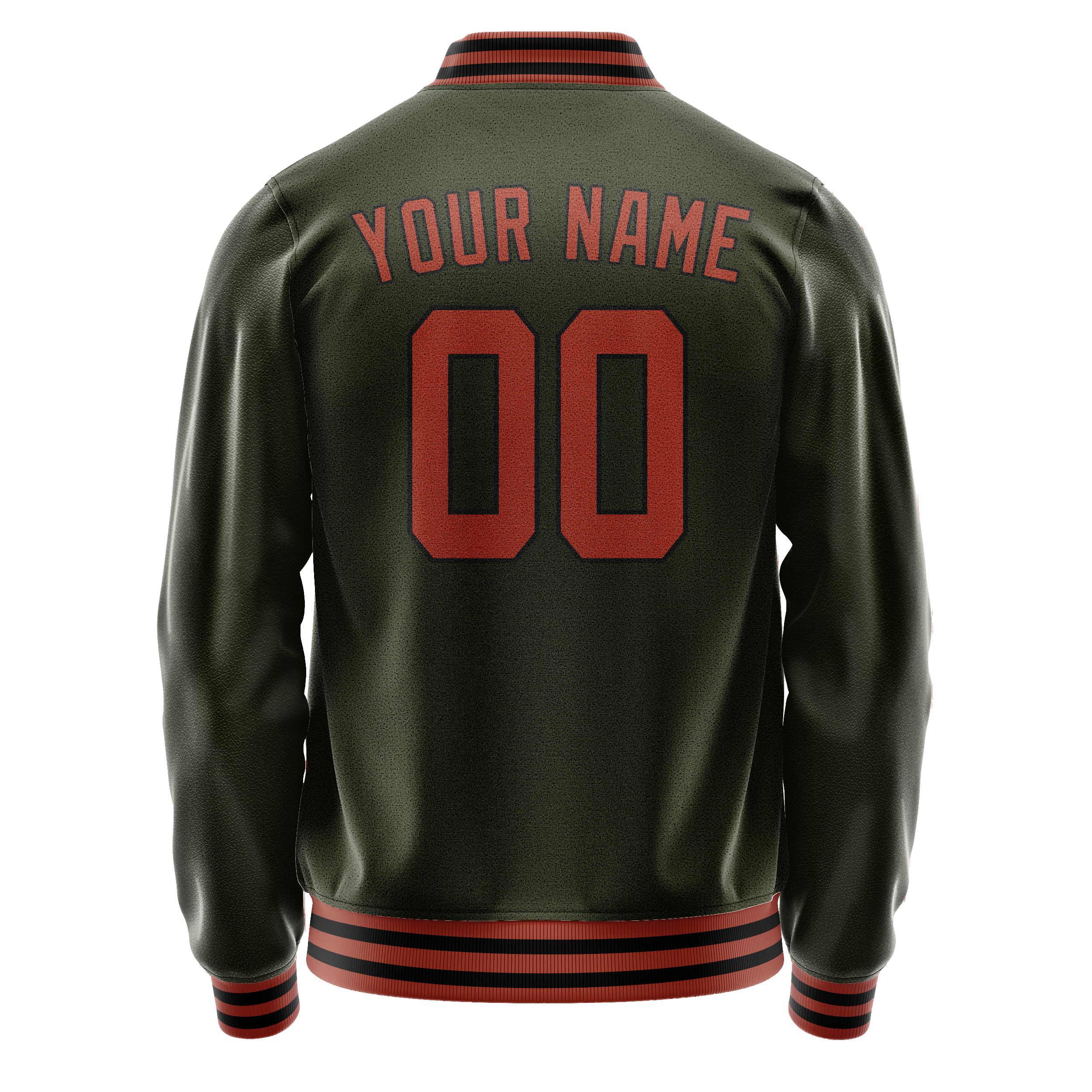 Custom Olive Red Solid Color Varsity Letterman Jacket JA02240617LH311