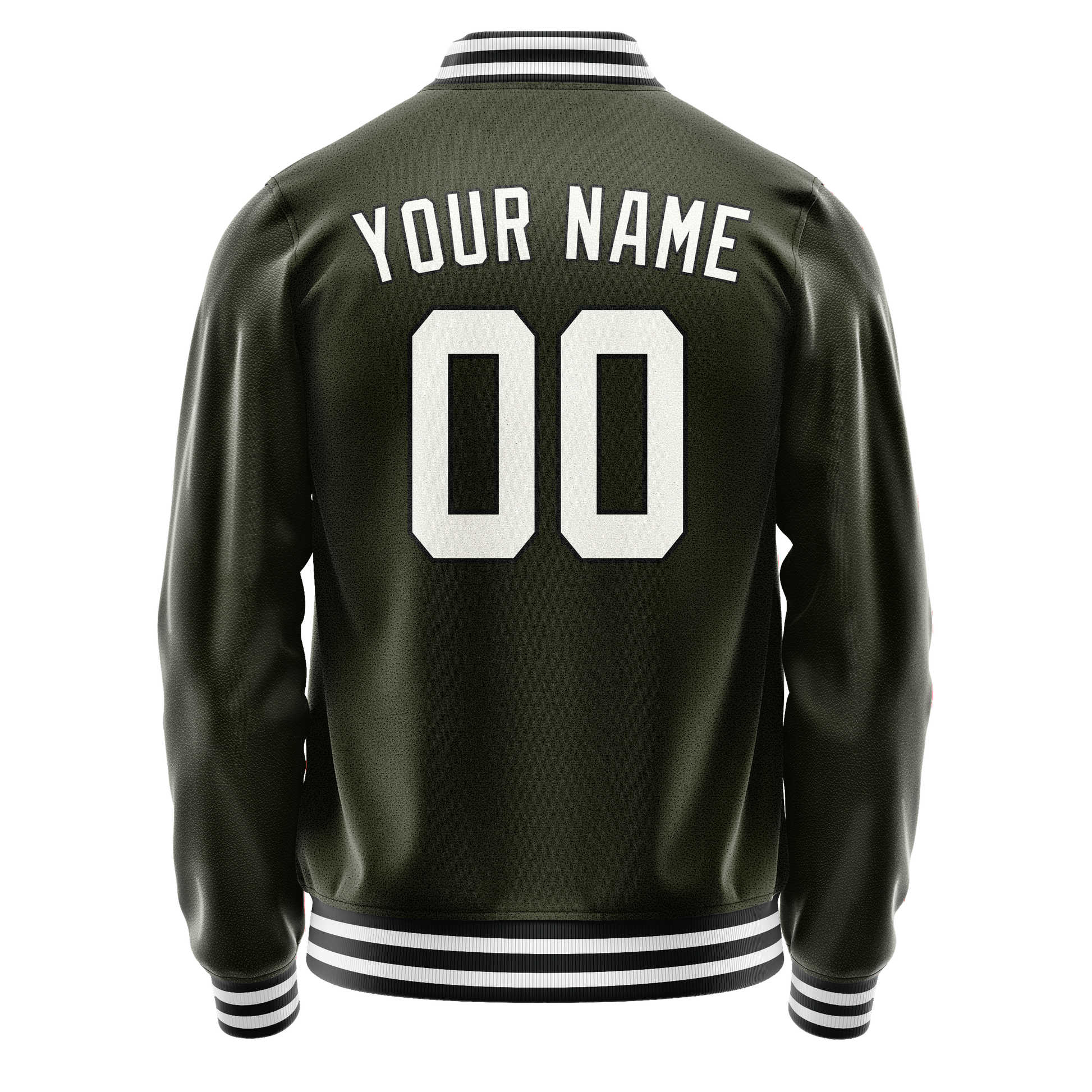 Custom Olive White Solid Color Varsity Letterman Jacket JA02240617LH314