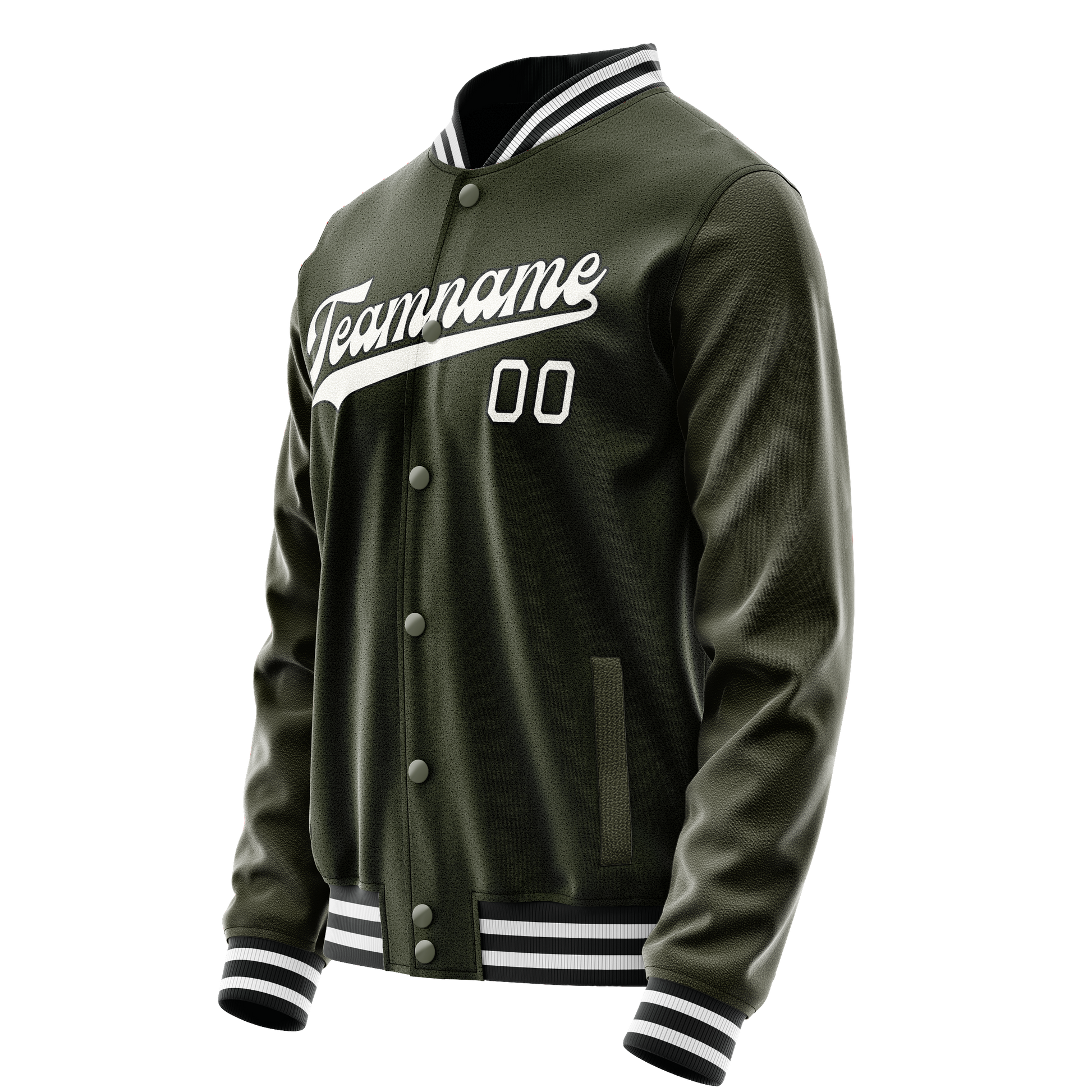 Custom Olive White Solid Color Varsity Letterman Jacket JA02240617LH314